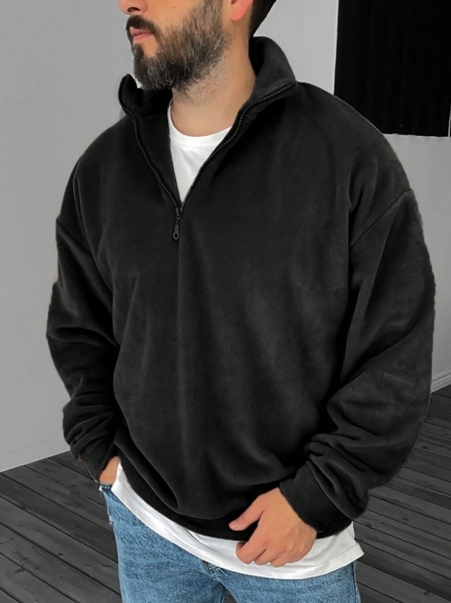 KADMAX大尺碼-大碼男純色抓絨質感大學TEE〈KSMS2670〉