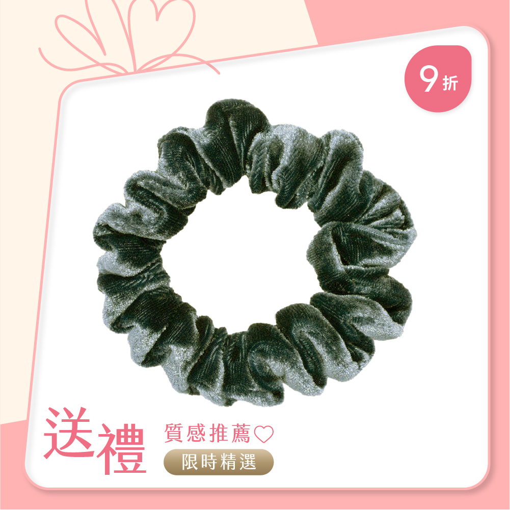 L. ERICKSON 迷你絲絨純色大腸圈〈森林綠〉