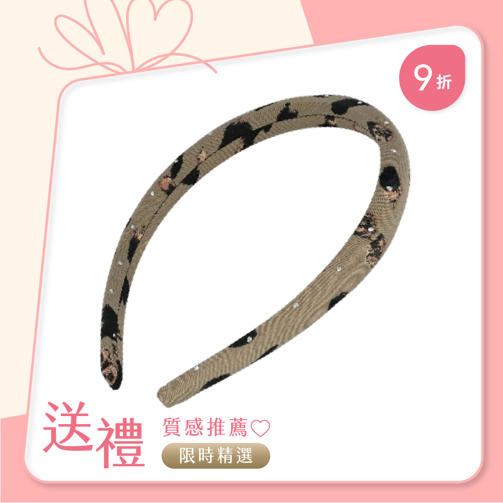 L. ERICKSON 水鑽綴飾印花髮箍〈灰褐色〉