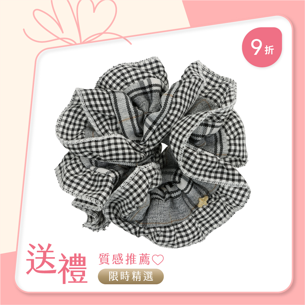 L. ERICKSON 雙層小方格大腸圈〈黑色 / 白色〉