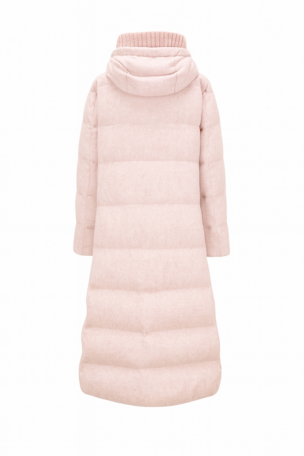 HERNO 絲+羊絨連帽羽絨外套(粉)