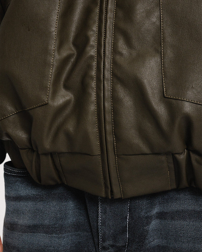 EVISEN SKATEBOARDS - POSTMAN FAUX LEATHER JACKET - COFF