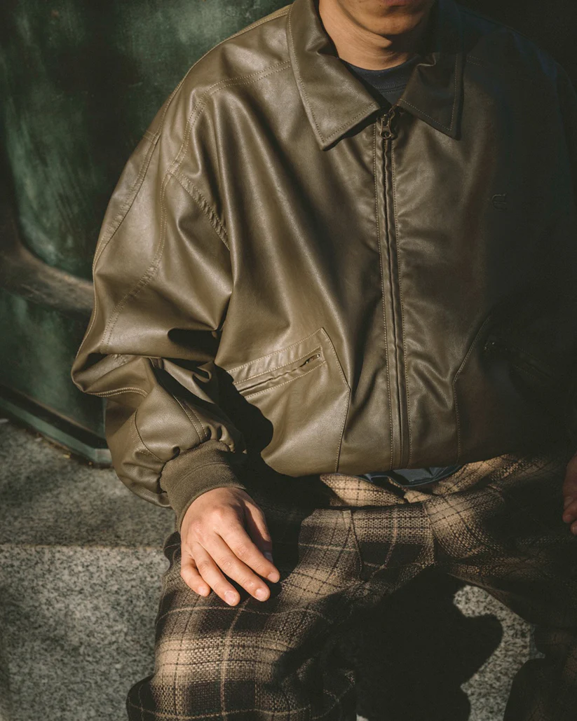 EVISEN SKATEBOARDS - POSTMAN FAUX LEATHER JACKET - COFF