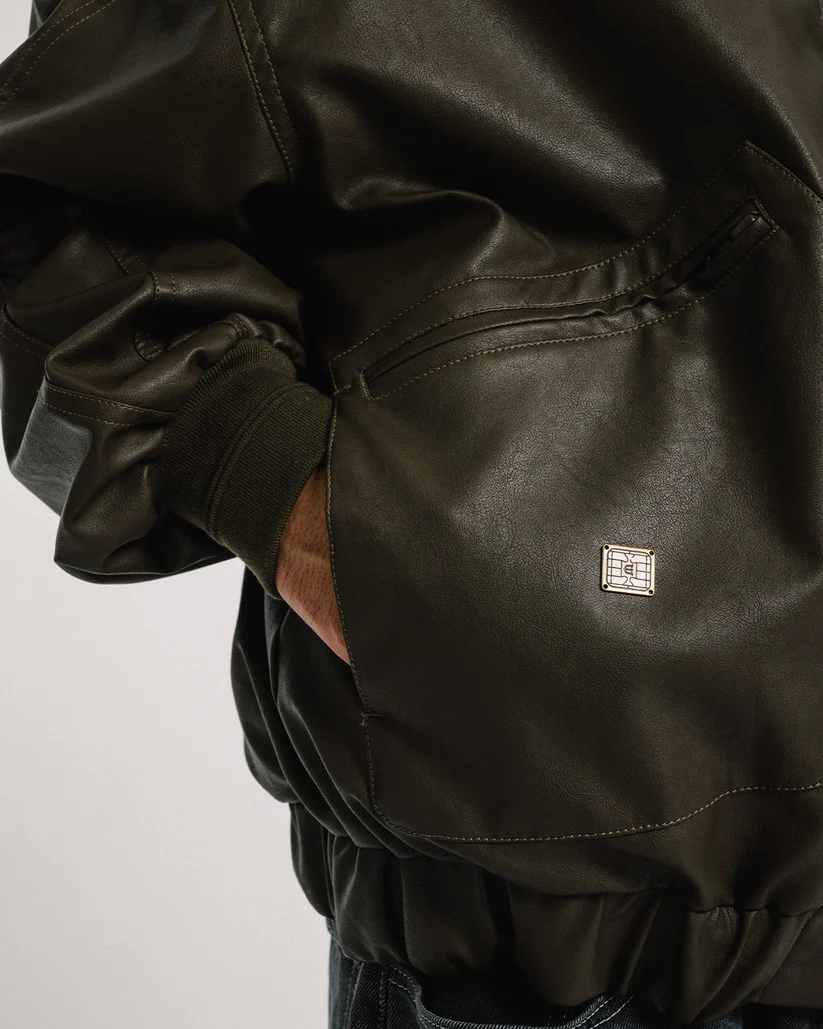 EVISEN SKATEBOARDS - POSTMAN FAUX LEATHER JACKET - COFF