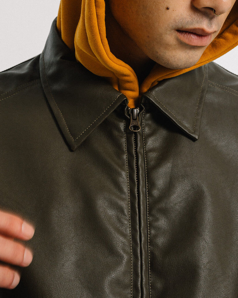 EVISEN SKATEBOARDS - POSTMAN FAUX LEATHER JACKET - COFF