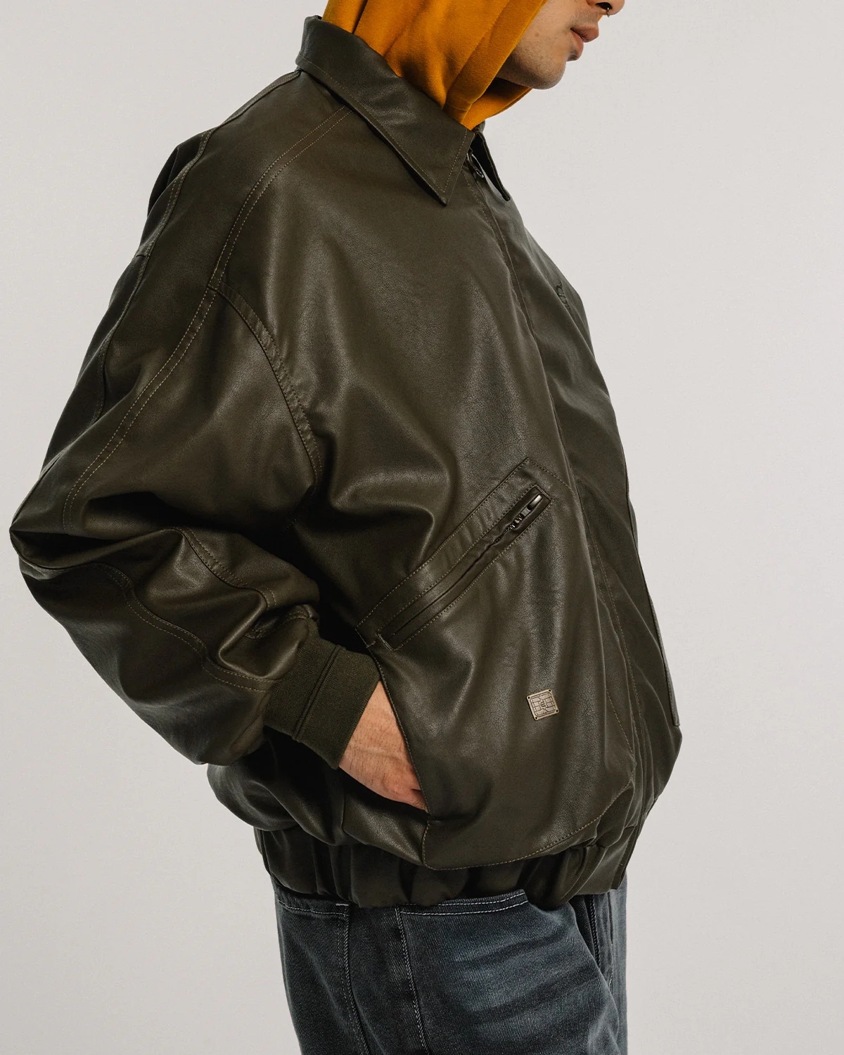 EVISEN SKATEBOARDS - POSTMAN FAUX LEATHER JACKET - COFF