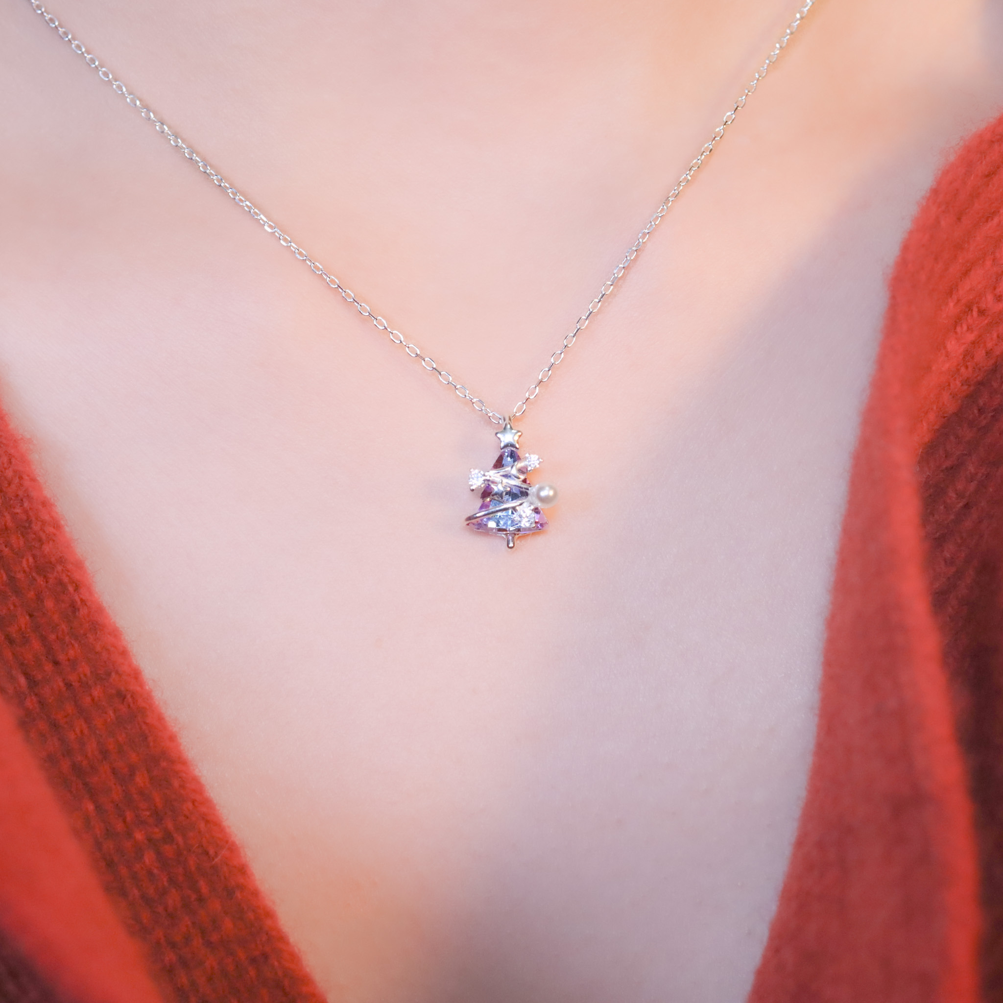 | 925純銀・琉璃・珍珠 | 漫紫雪球節日感項鍊 | NE1553 |