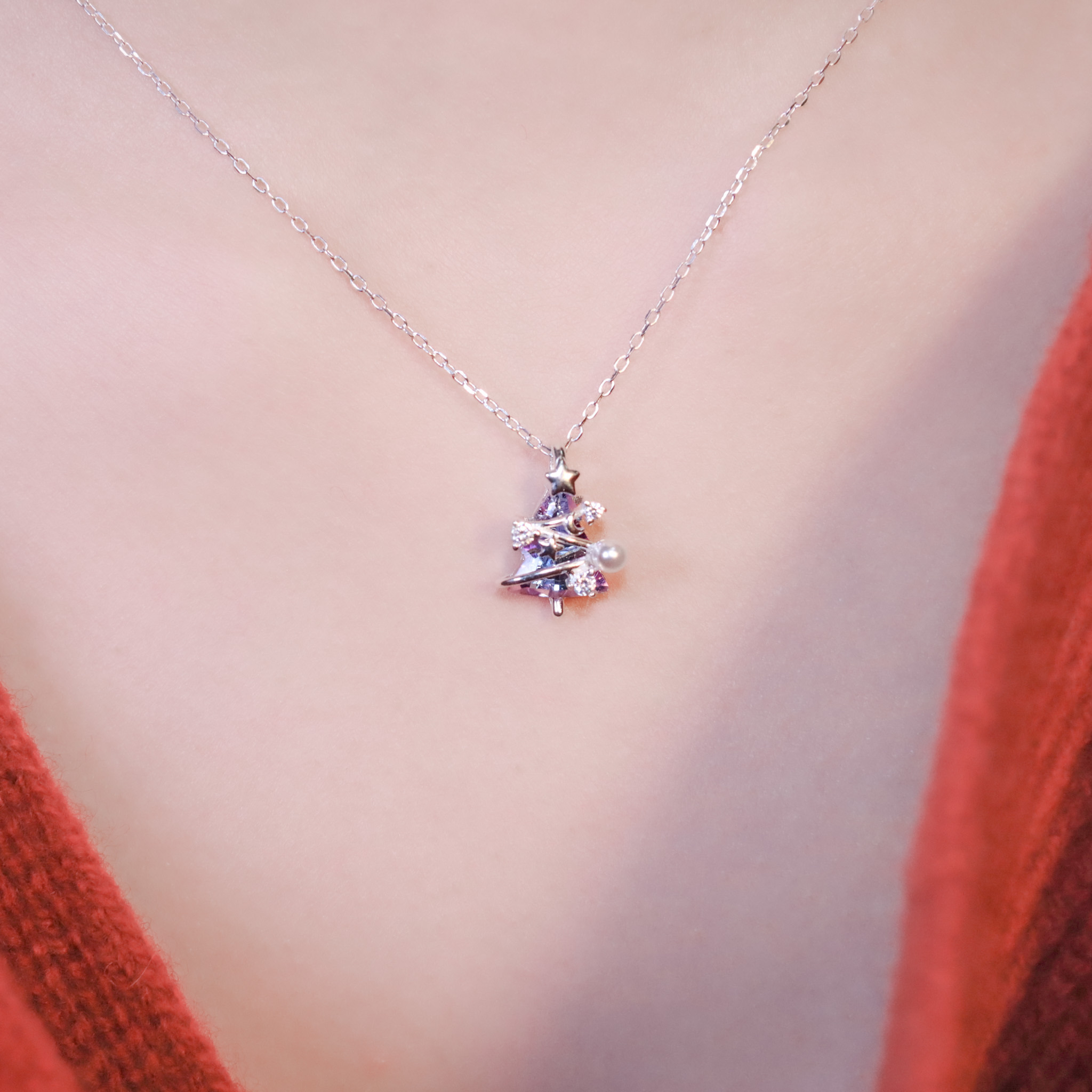 | 925純銀・琉璃・珍珠 | 漫紫雪球節日感項鍊 | NE1553 |