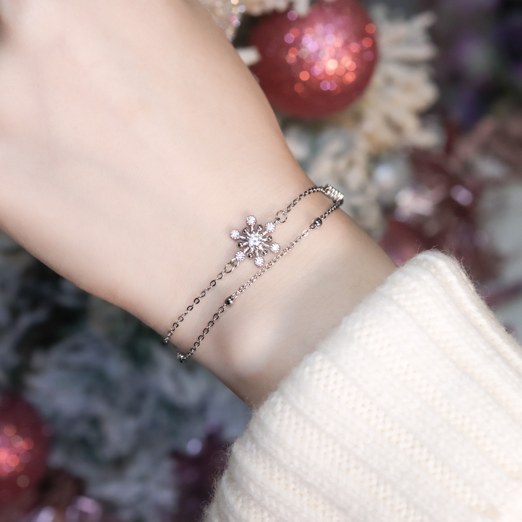 | 925純銀・白金 | 追雪漫調雙層手鏈 | BR1440 |