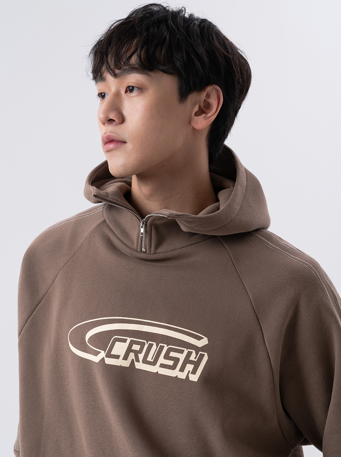 條槓車線立領連帽TEE