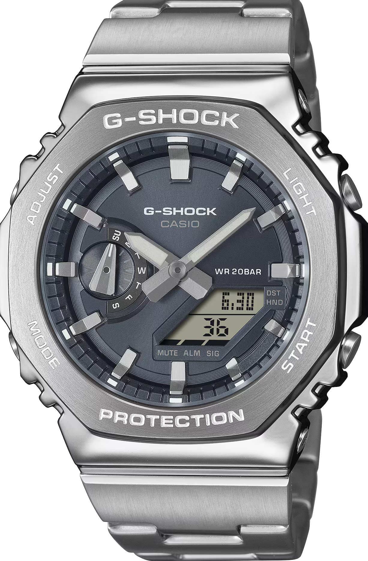 萬年鐘錶 - G-SHOCK  不鏽鋼系列八角錶殼系列電子錶 GM-2110D-8A 錶徑 : 44.4 mm