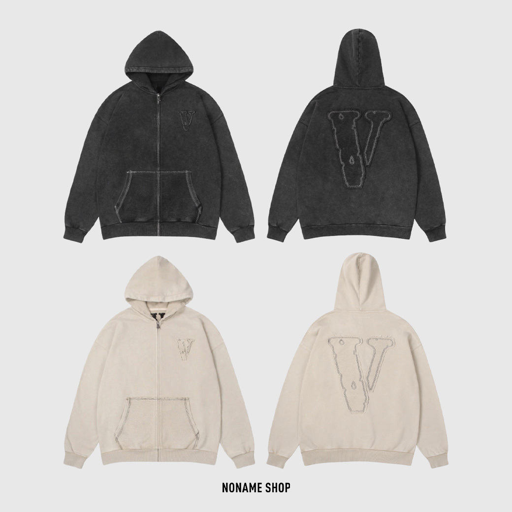 VLONE 大LOGO 復古 刷舊感 水洗 連帽 外套 兩色 (男款)