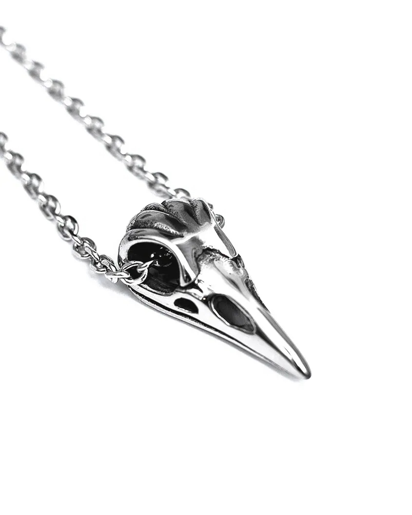 【車庫服飾】RECOVERY 烏鴉頭骨項鍊-鋼製 (古銀色)