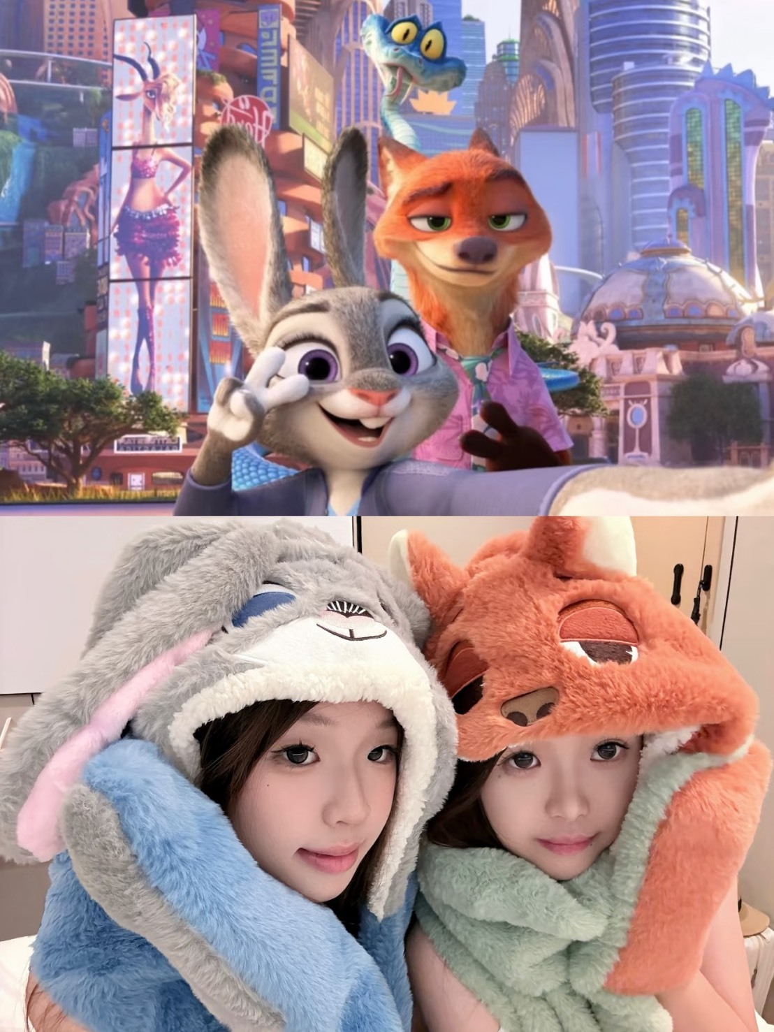 限量 Disney 迪士尼 動物方城市系列 連帽 毛絨圍巾