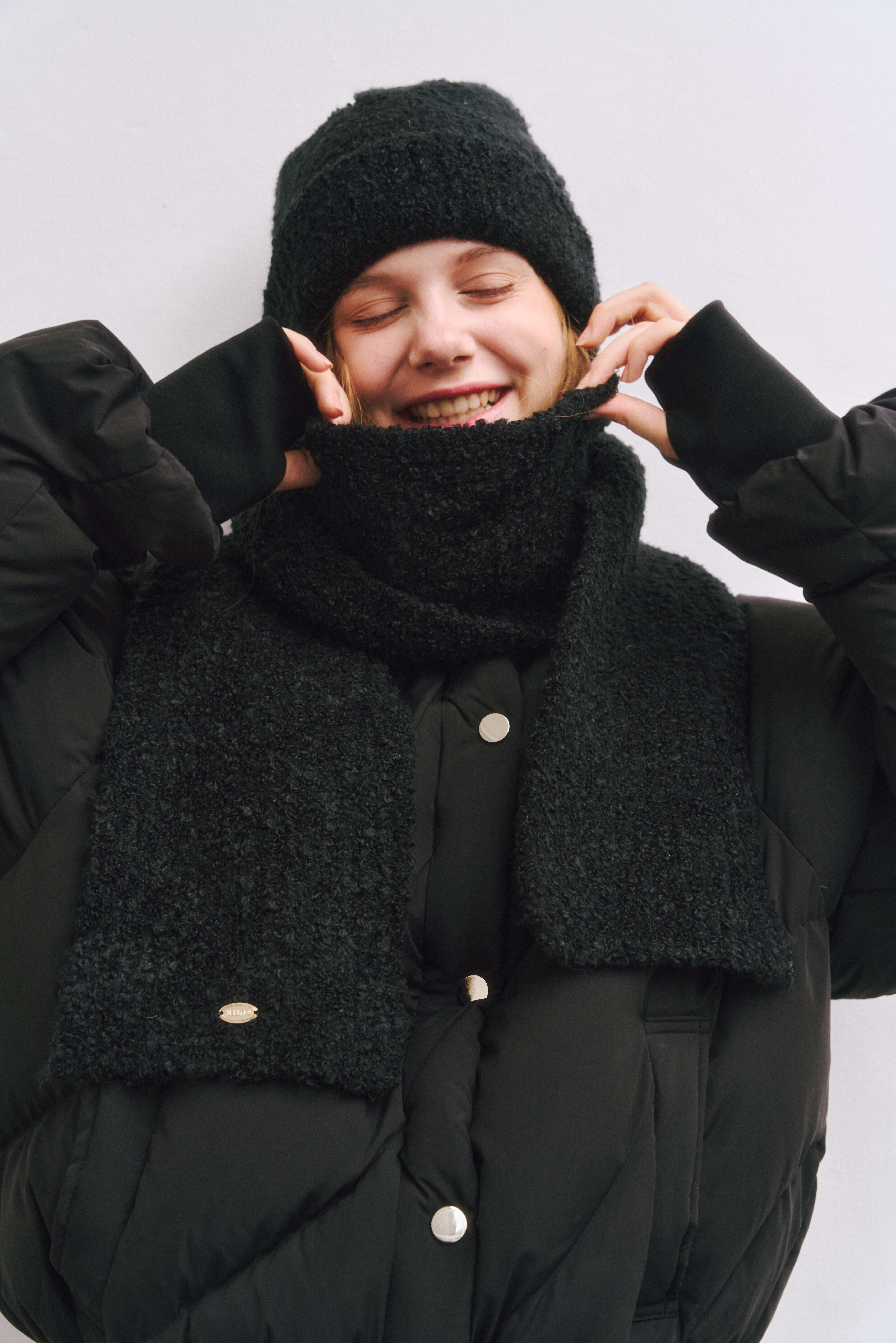 Gmade/暖絨柔觸質感圍巾-黑