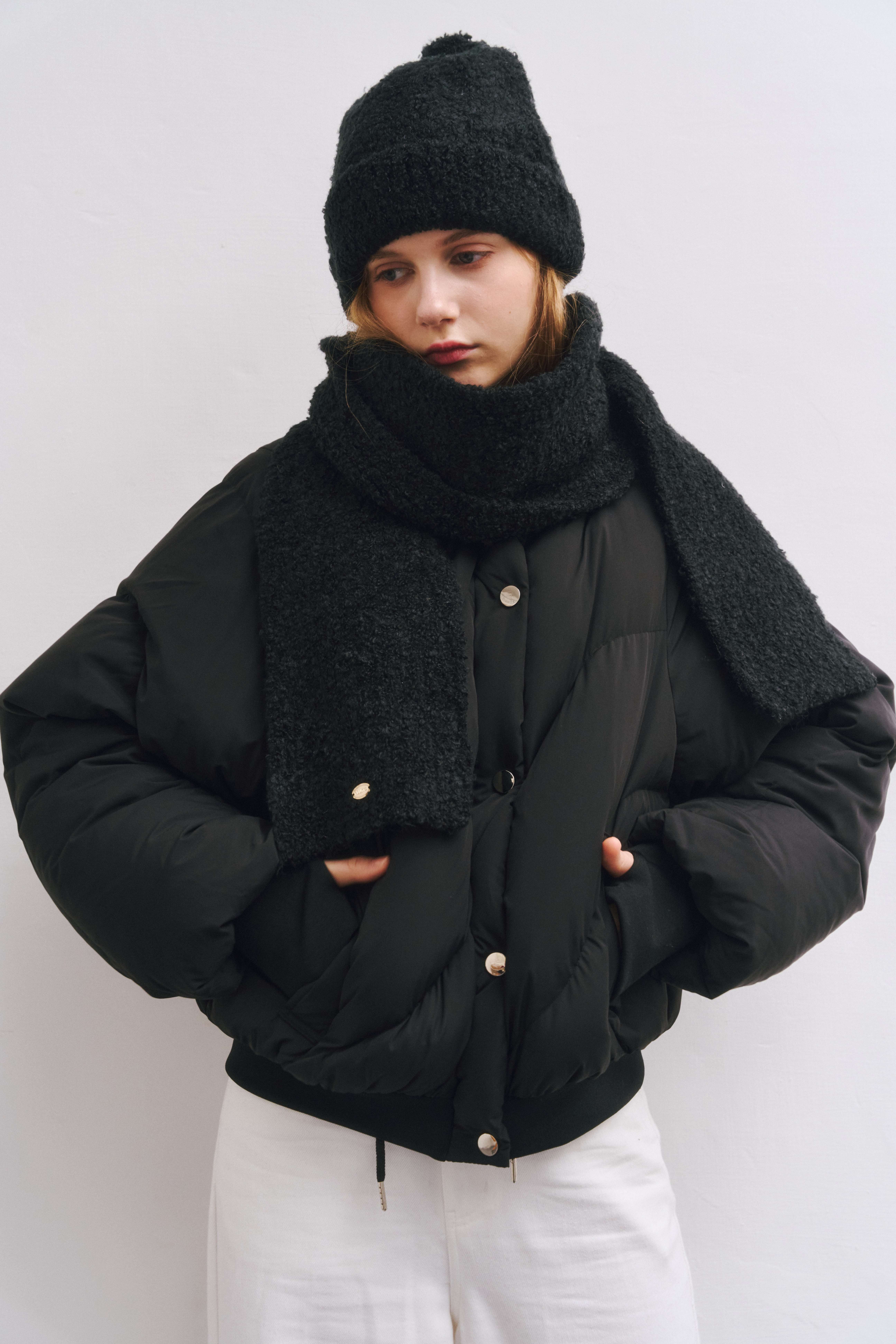 Gmade/暖絨柔觸質感圍巾-黑