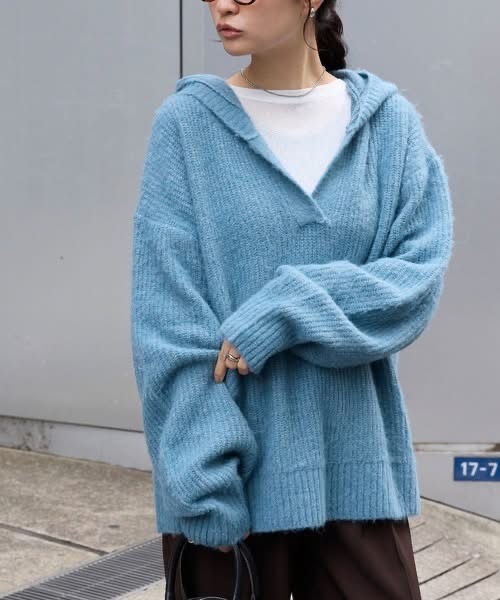 日本🇯🇵羊毛混紡柔軟長絨毛開領針織上衣