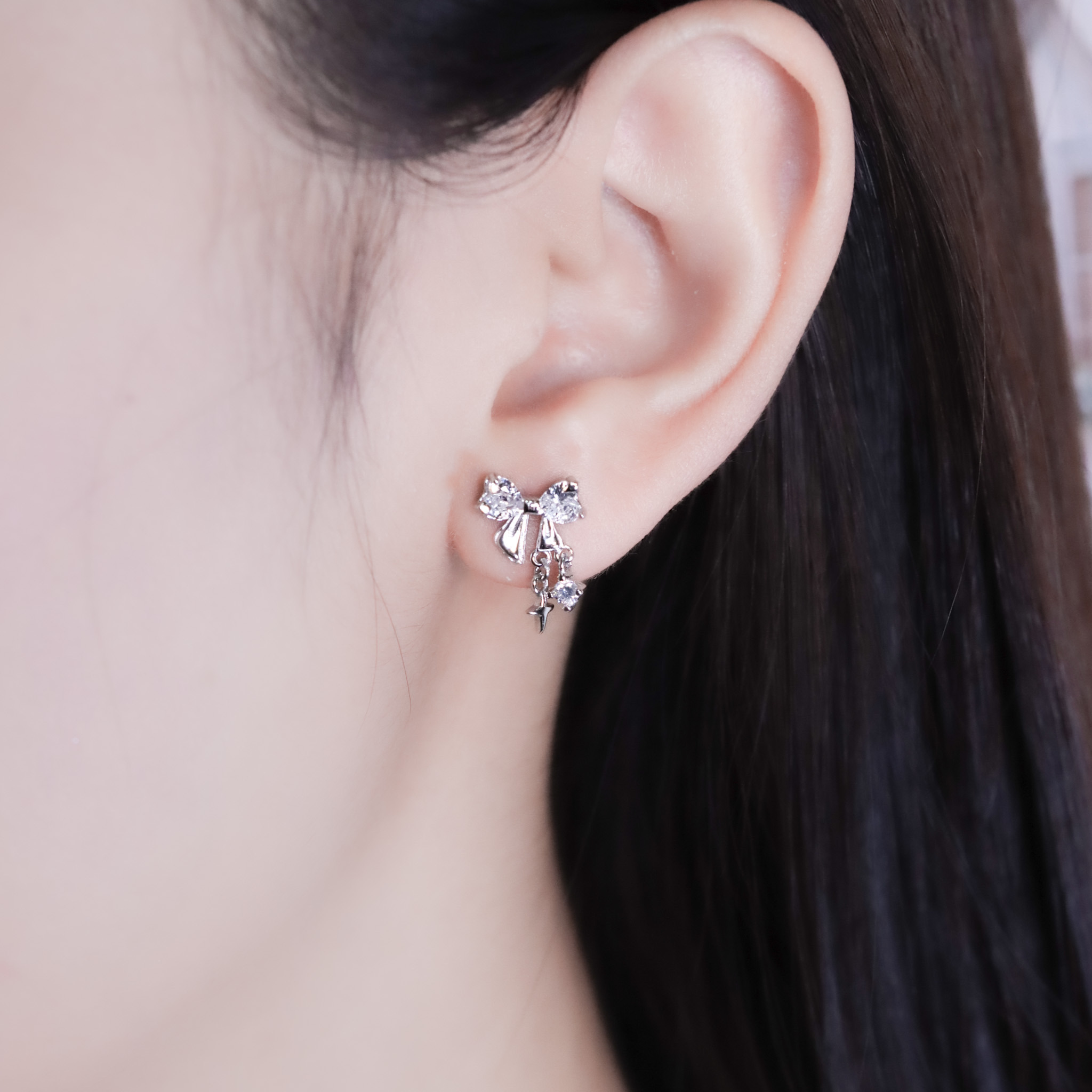 | 925純銀・白金・玫瑰金 | 星趣許願結耳環 (銀/玫瑰金) | EA1088 |