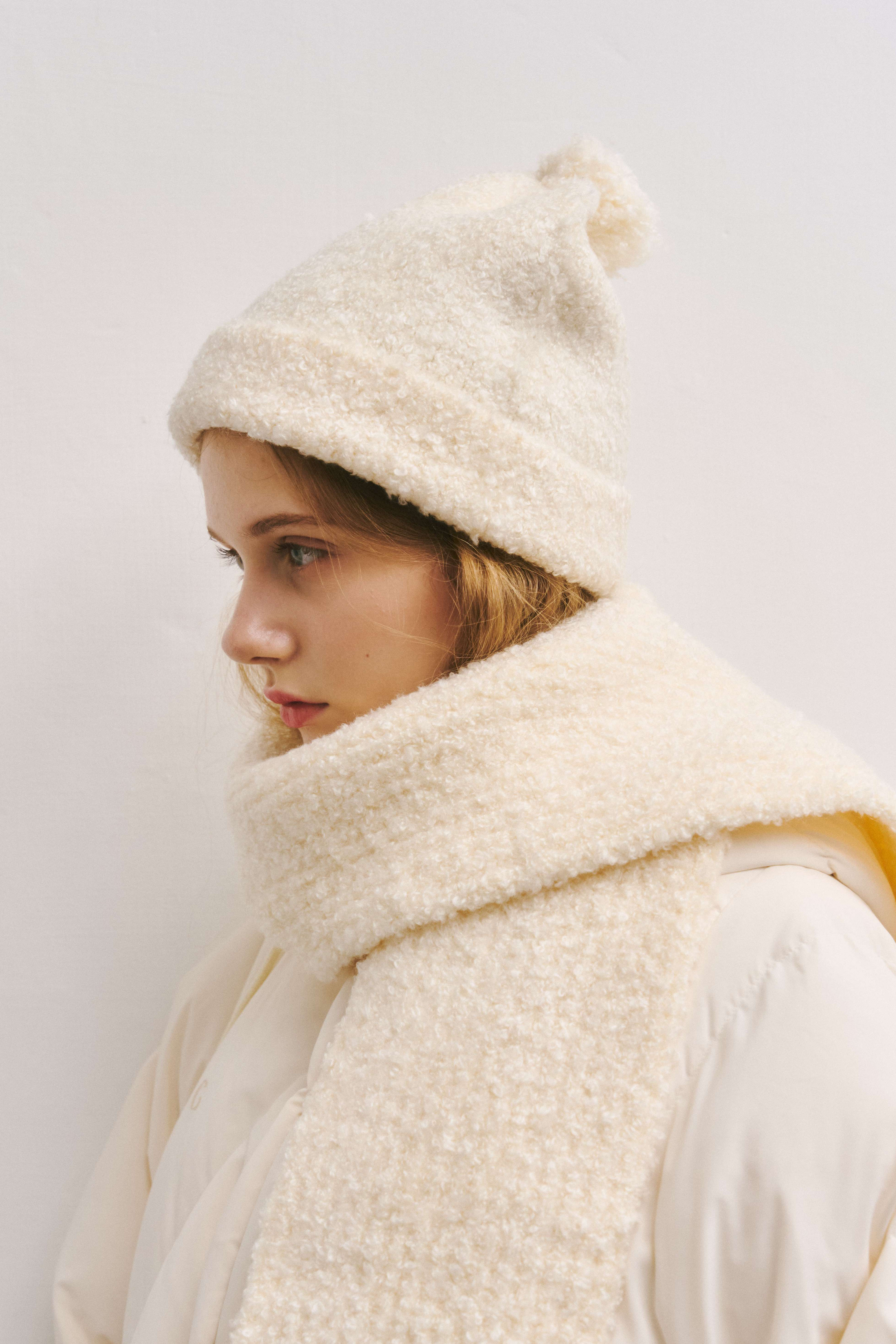 Gmade/暖絨柔觸質感毛帽-米白