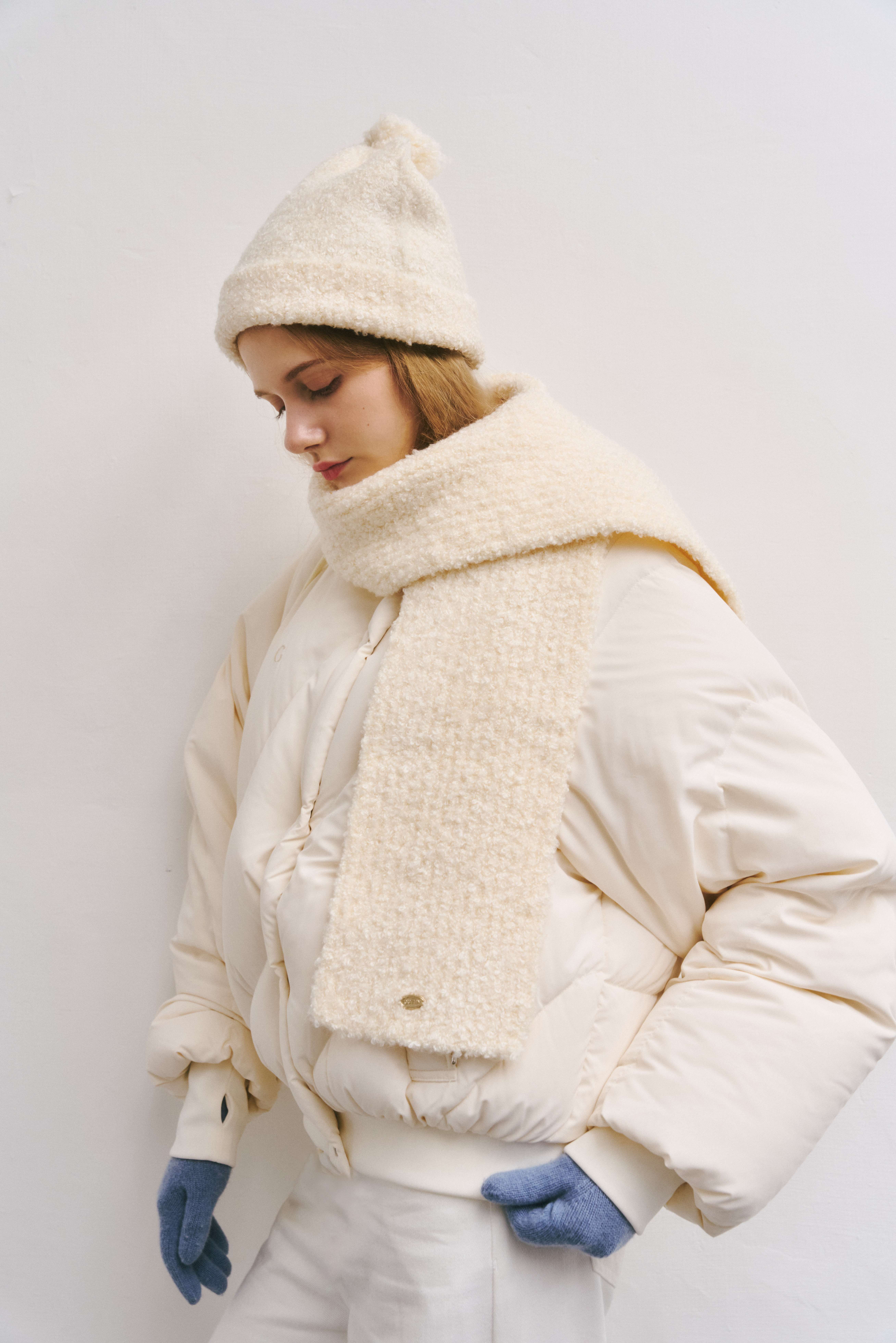 Gmade/暖絨柔觸質感毛帽-米白