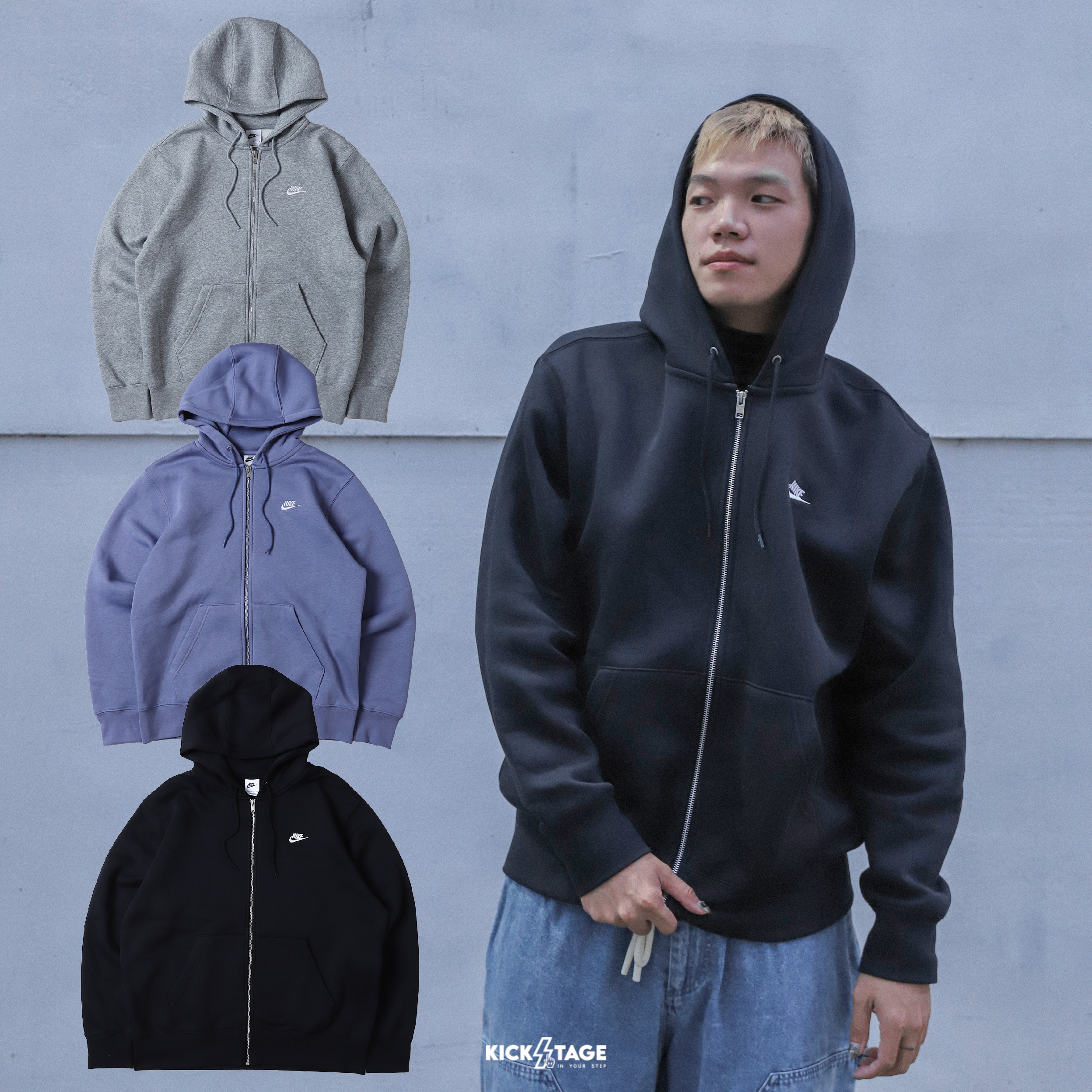 男款 NIKE NSW TEE 黑 灰 藍紫 刺繡LOGO 內刷毛 寬鬆 連帽 長袖 外套【FN3862】NKTF