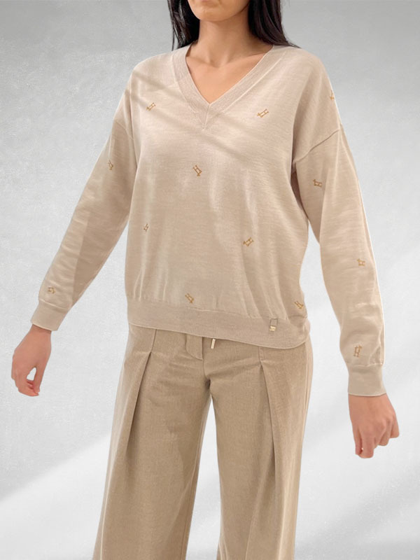 HERNO V領燙鑽毛衣