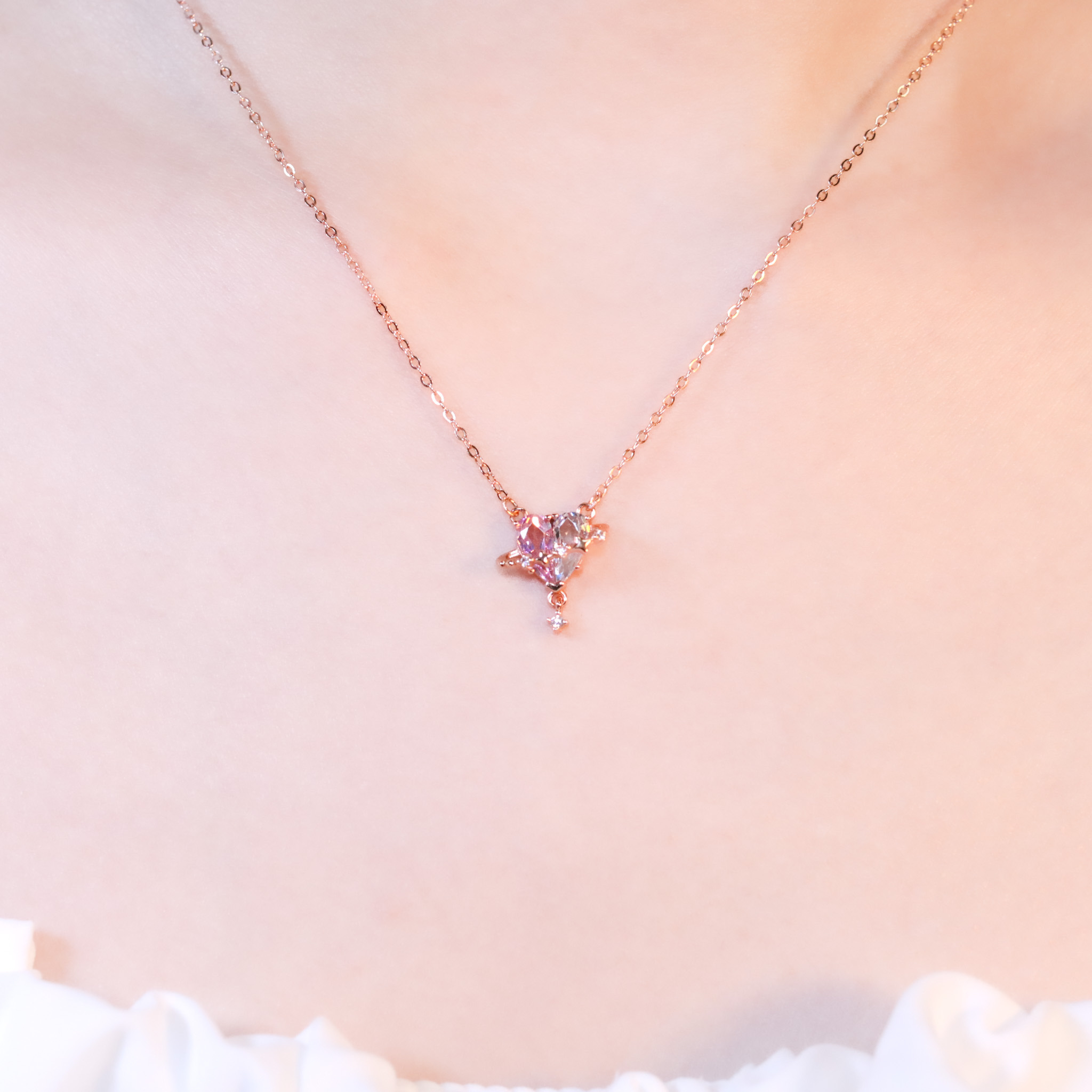 | 925純銀・厚鍍玫瑰金 | 漫粉愛意星球項鍊 | NE1533 |