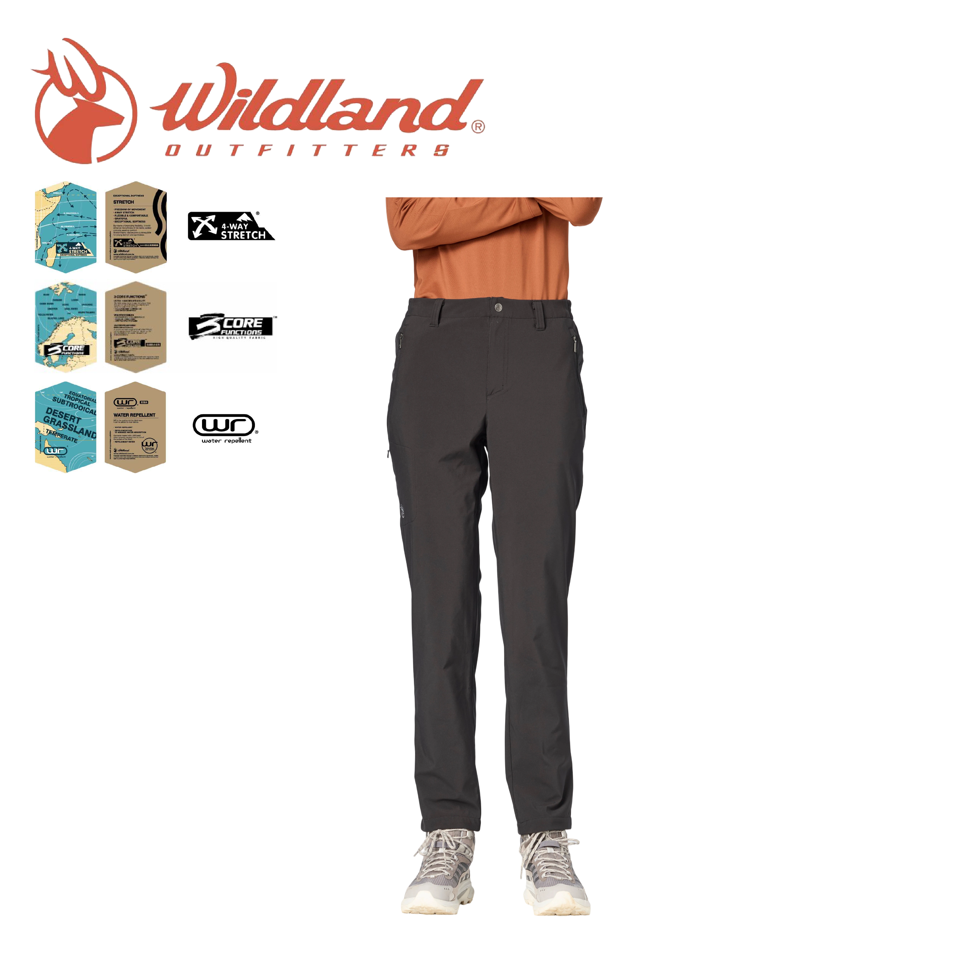 Wildland 荒野 超輕三層超潑山旅長褲 男款(黑色) 24WB32307