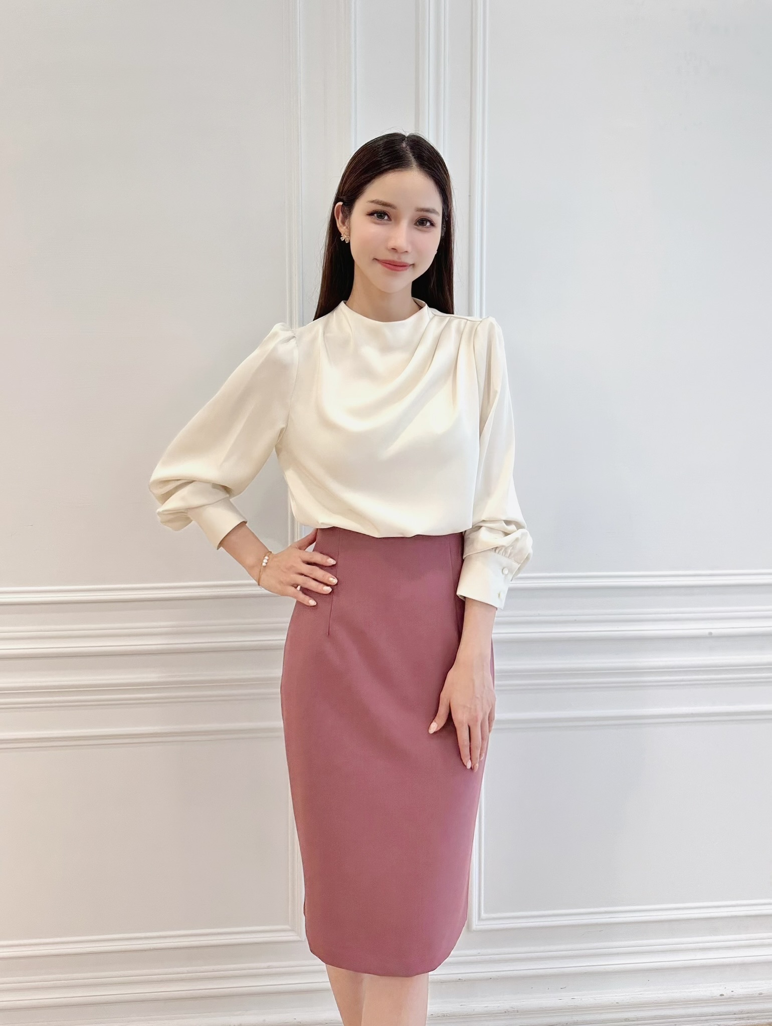 (經典必備!)秋冬10色窄裙-豆沙粉