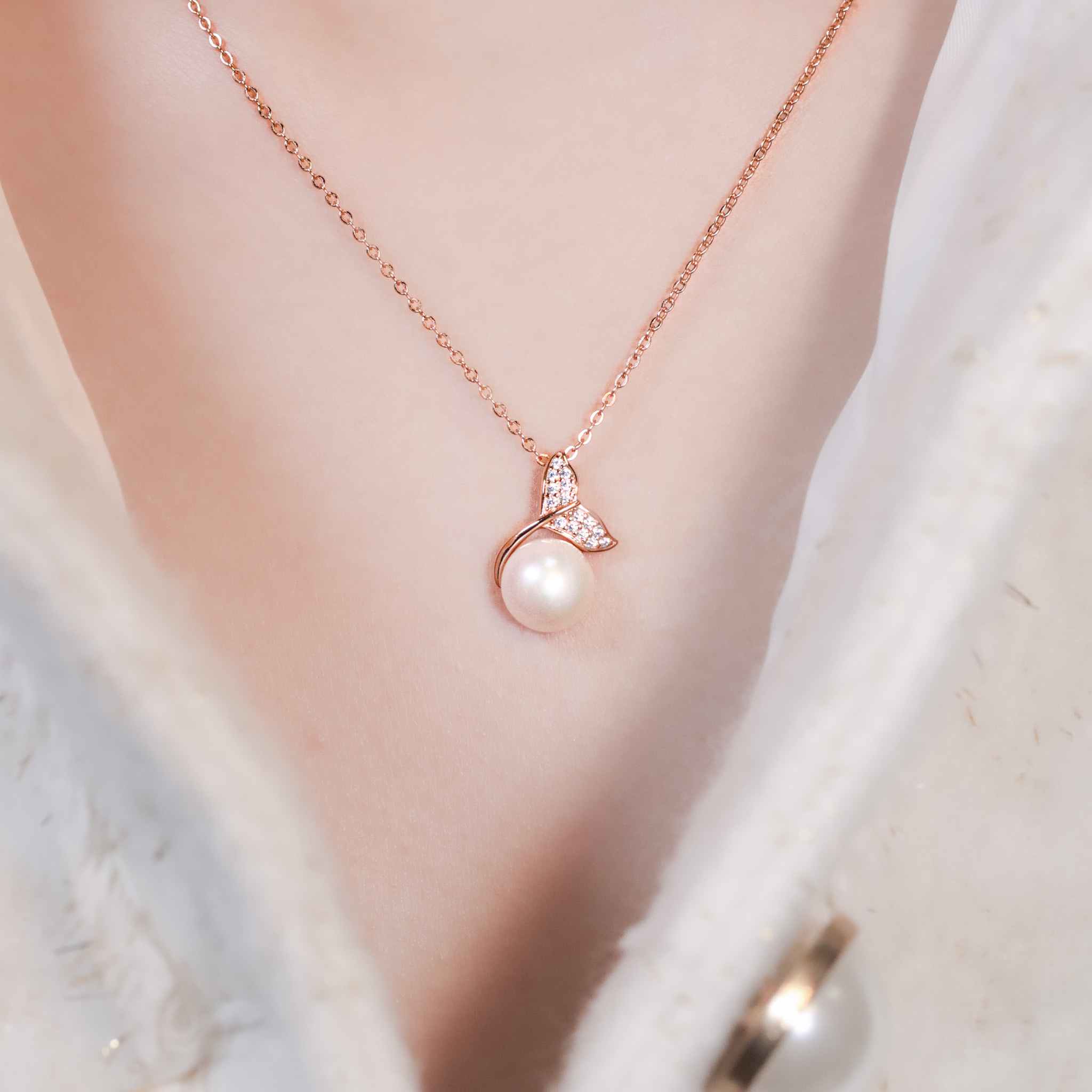 | 925純銀・厚鍍玫瑰金・珍珠 | 珍貴的勇氣項鍊 | NE1532 |