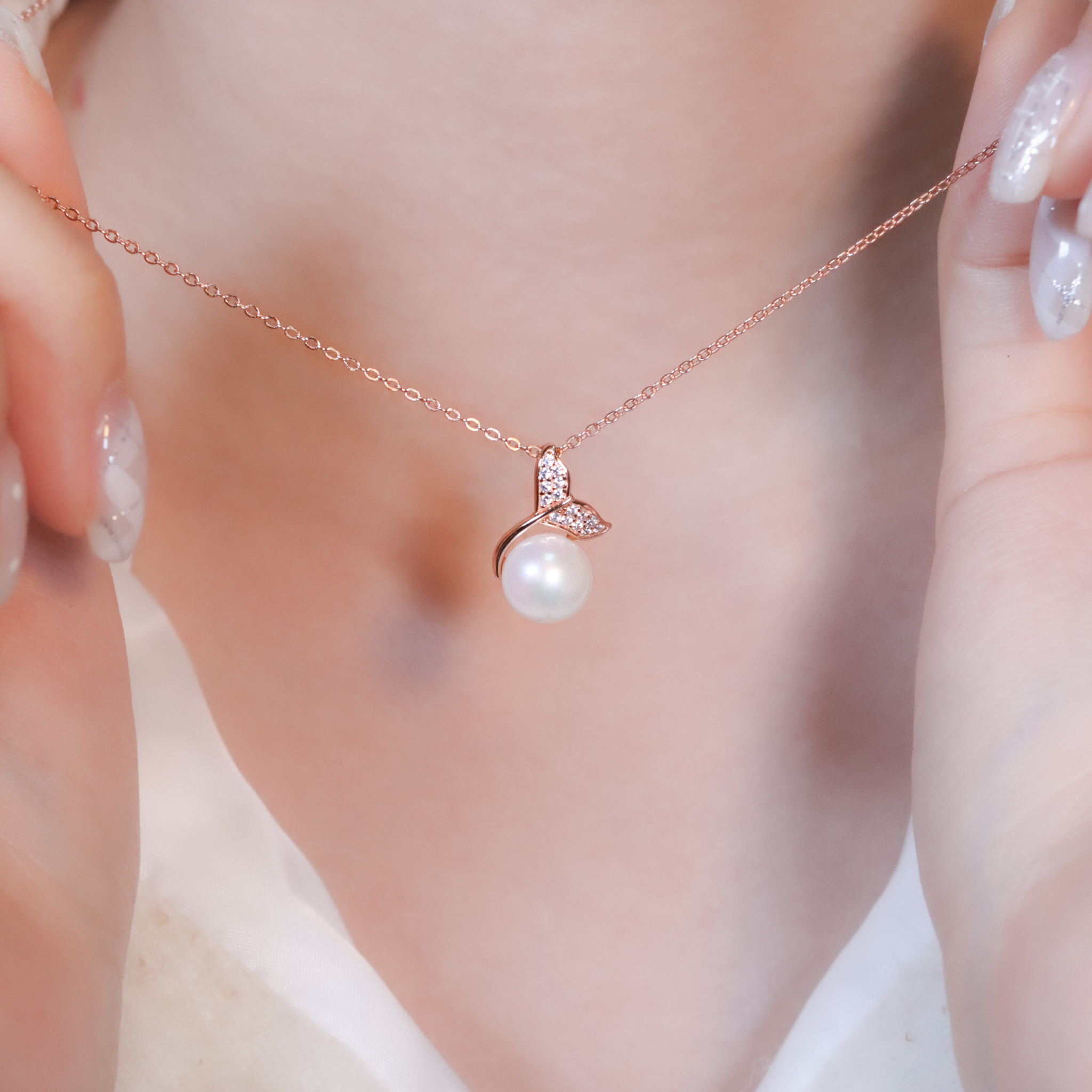 | 925純銀・厚鍍玫瑰金・珍珠 | 珍貴的勇氣項鍊 | NE1532 |