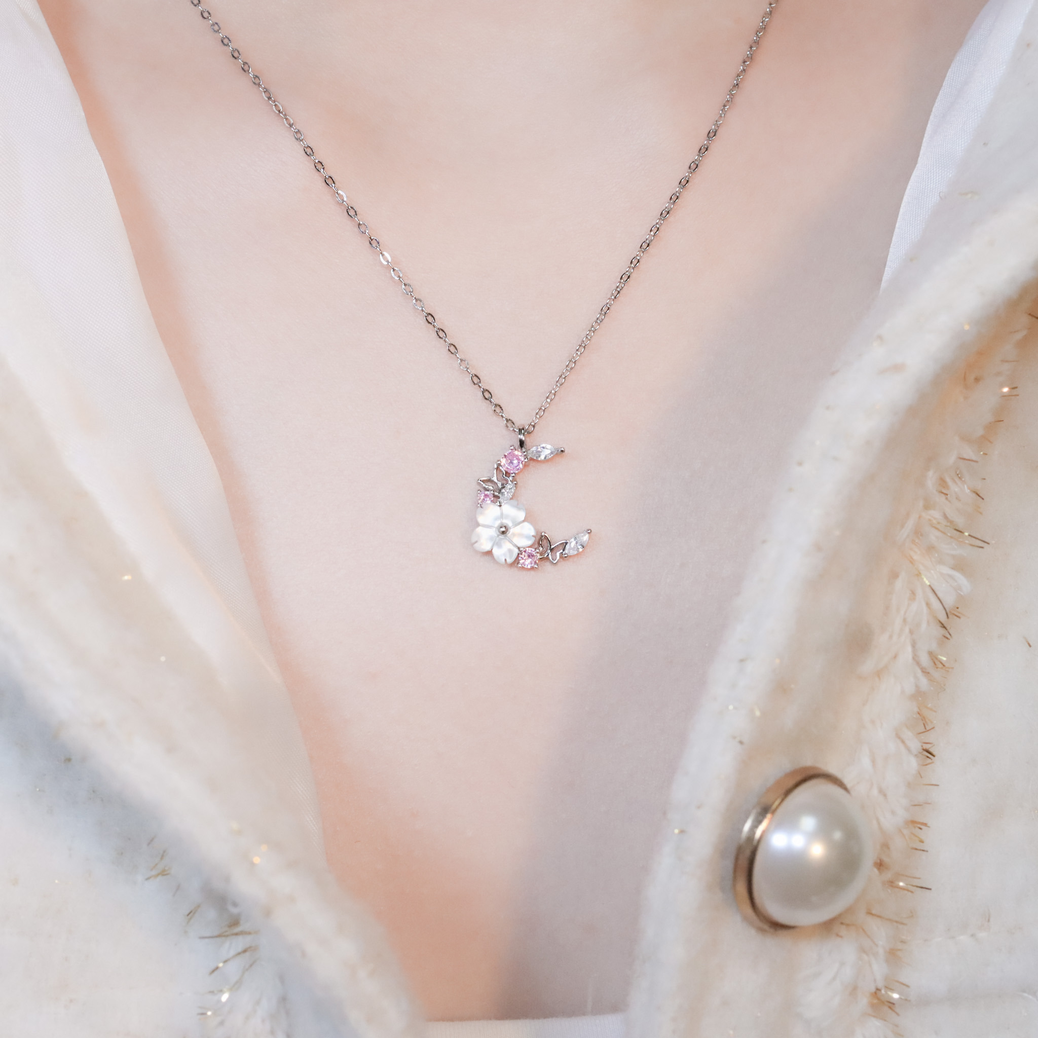 | 925銀丨花漾月亮奏項鍊 | NE1528 |