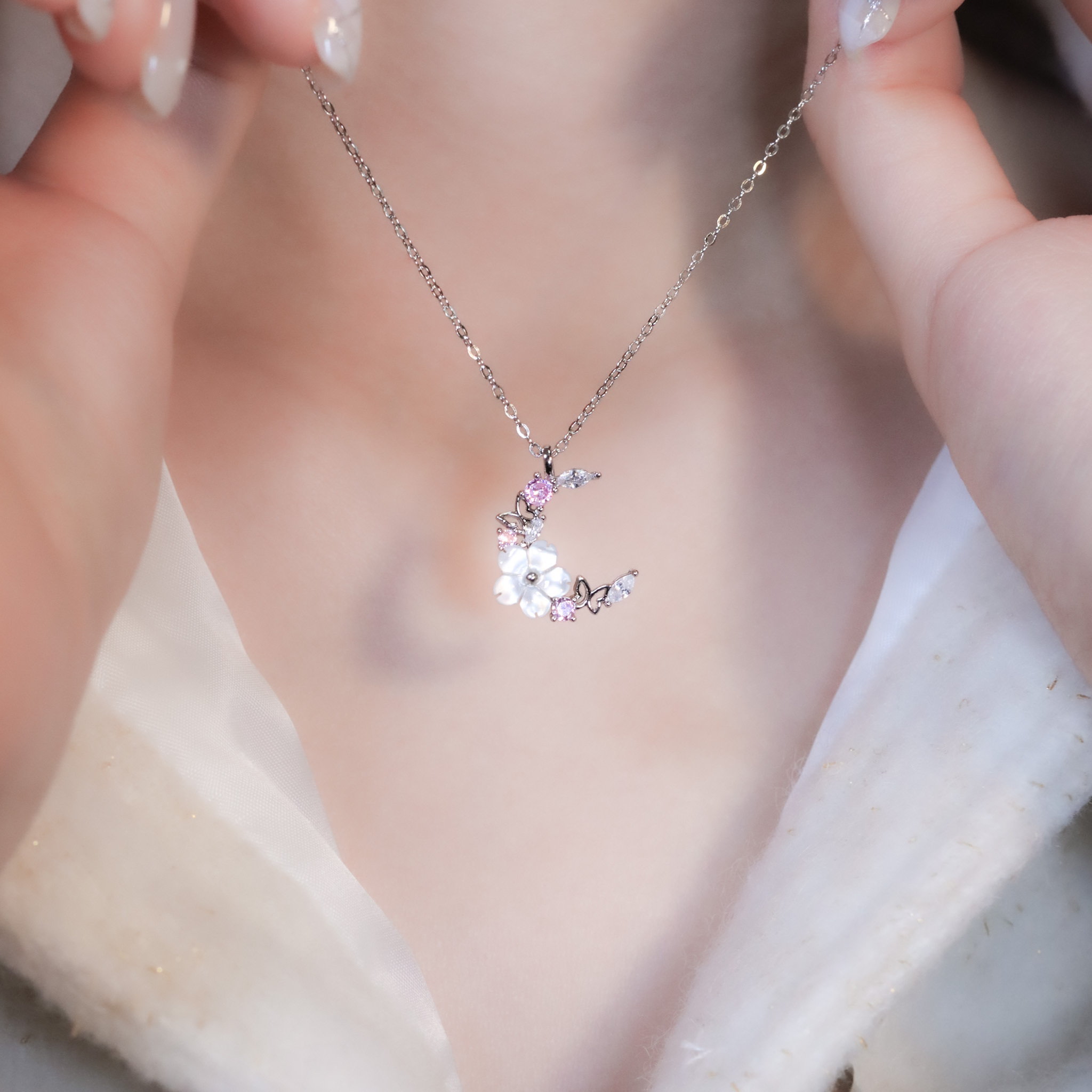 | 925銀丨花漾月亮奏項鍊 | NE1528 |