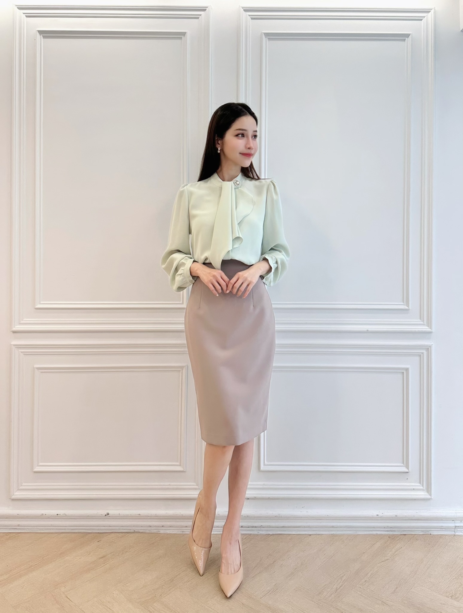 (經典必備!)秋冬10色窄裙-米灰