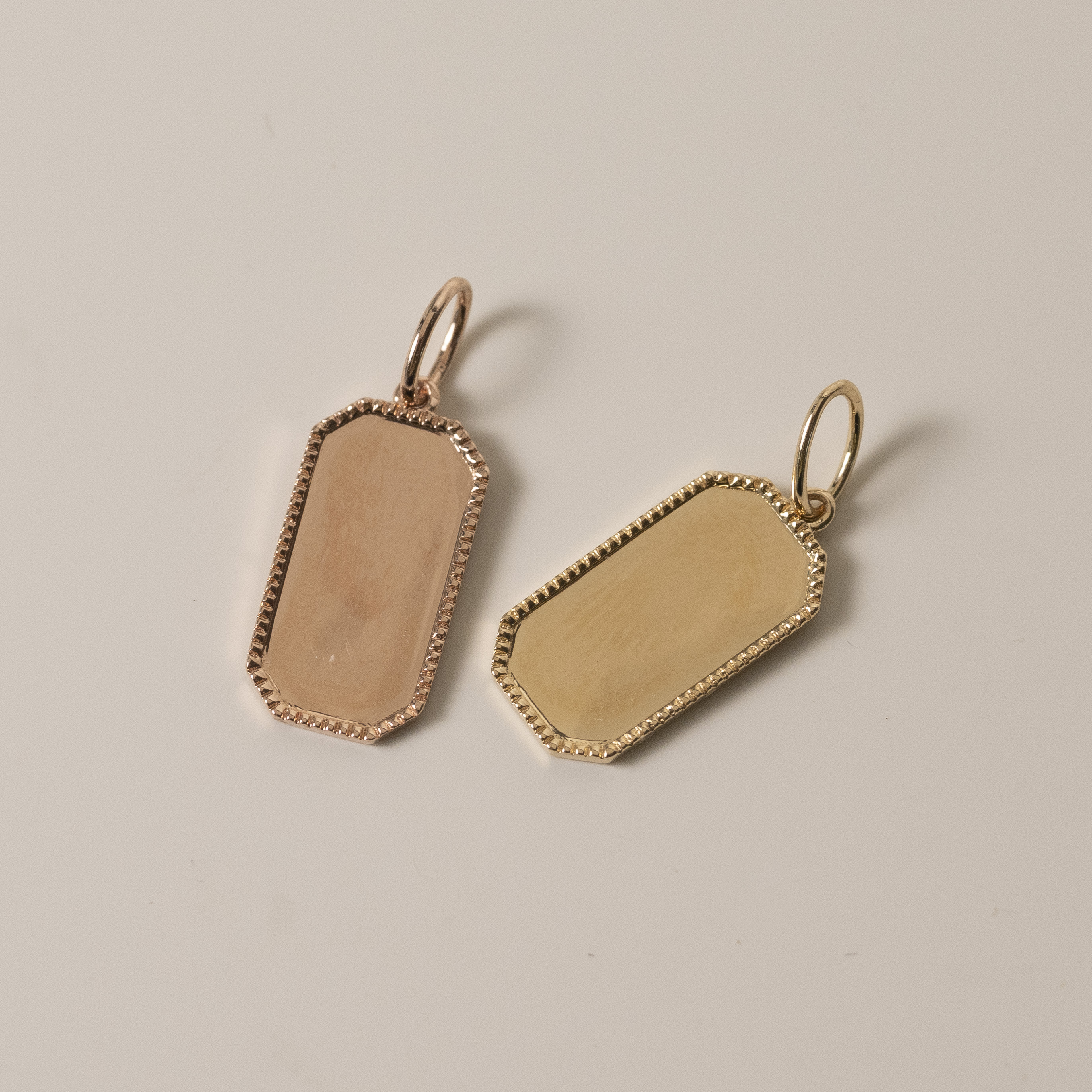 18K Engravable Rectangle Tag Pendant (Large Size)