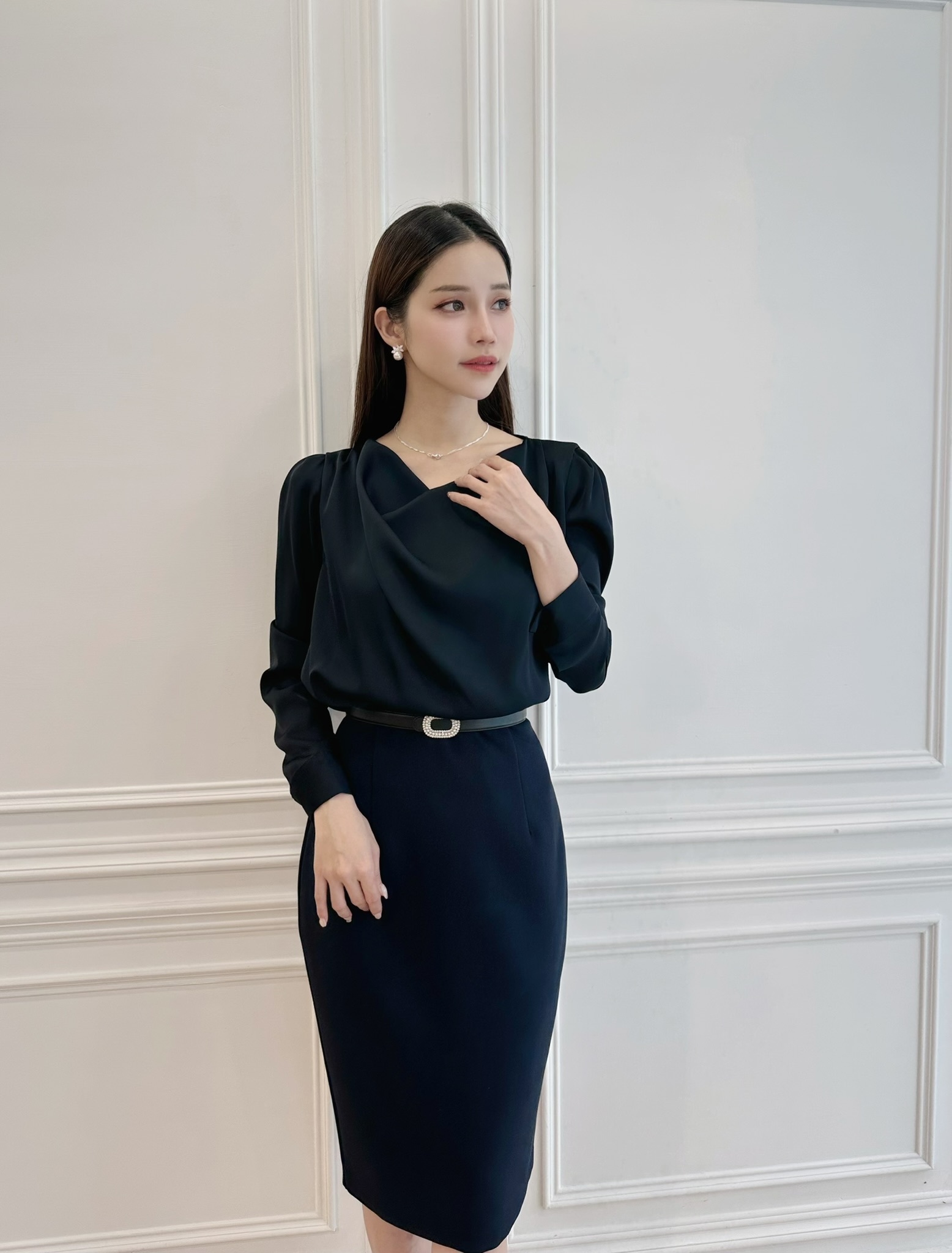 (經典必備!)秋冬10色窄裙-深藍