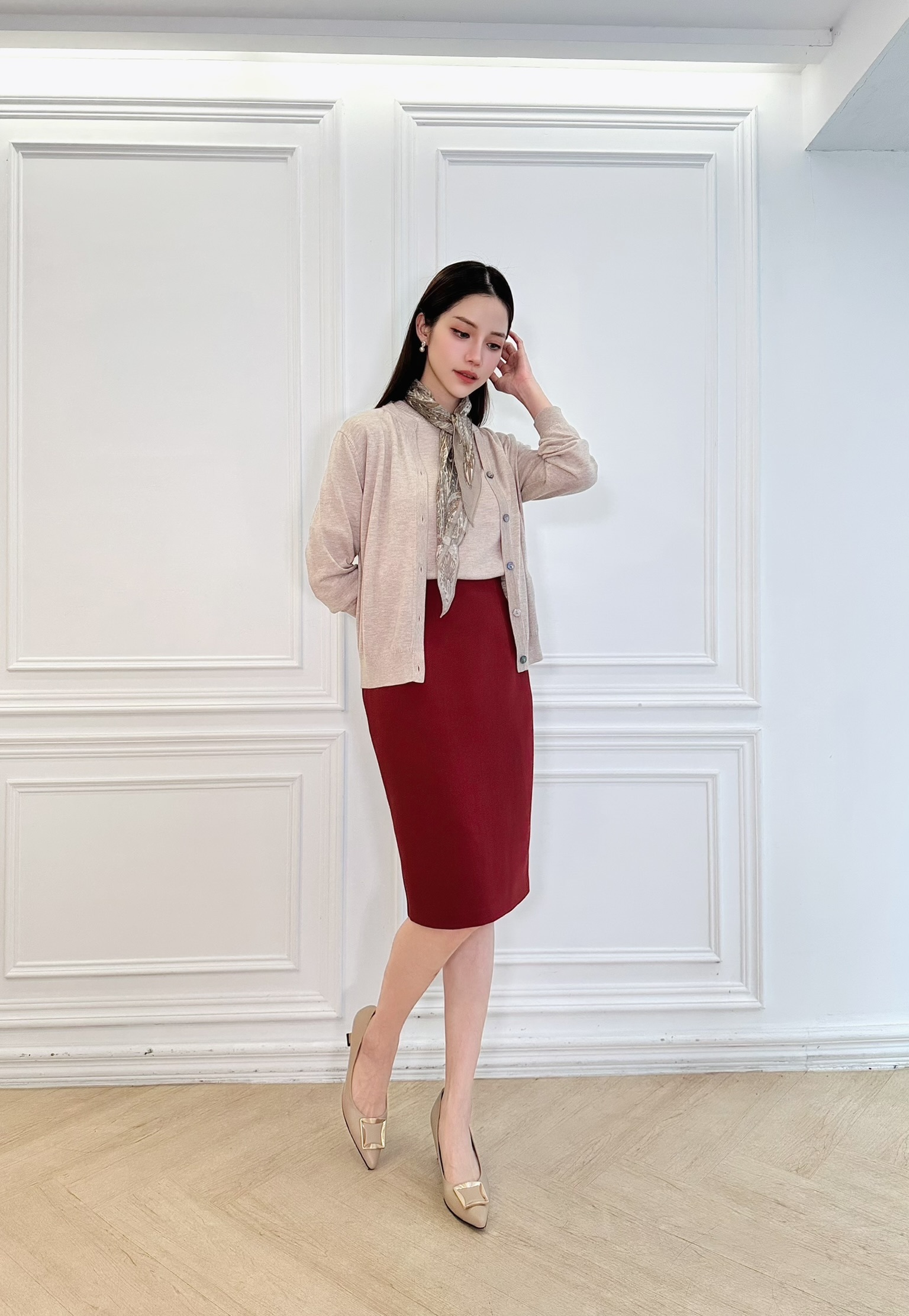 (經典必備!)秋冬10色窄裙-磚紅