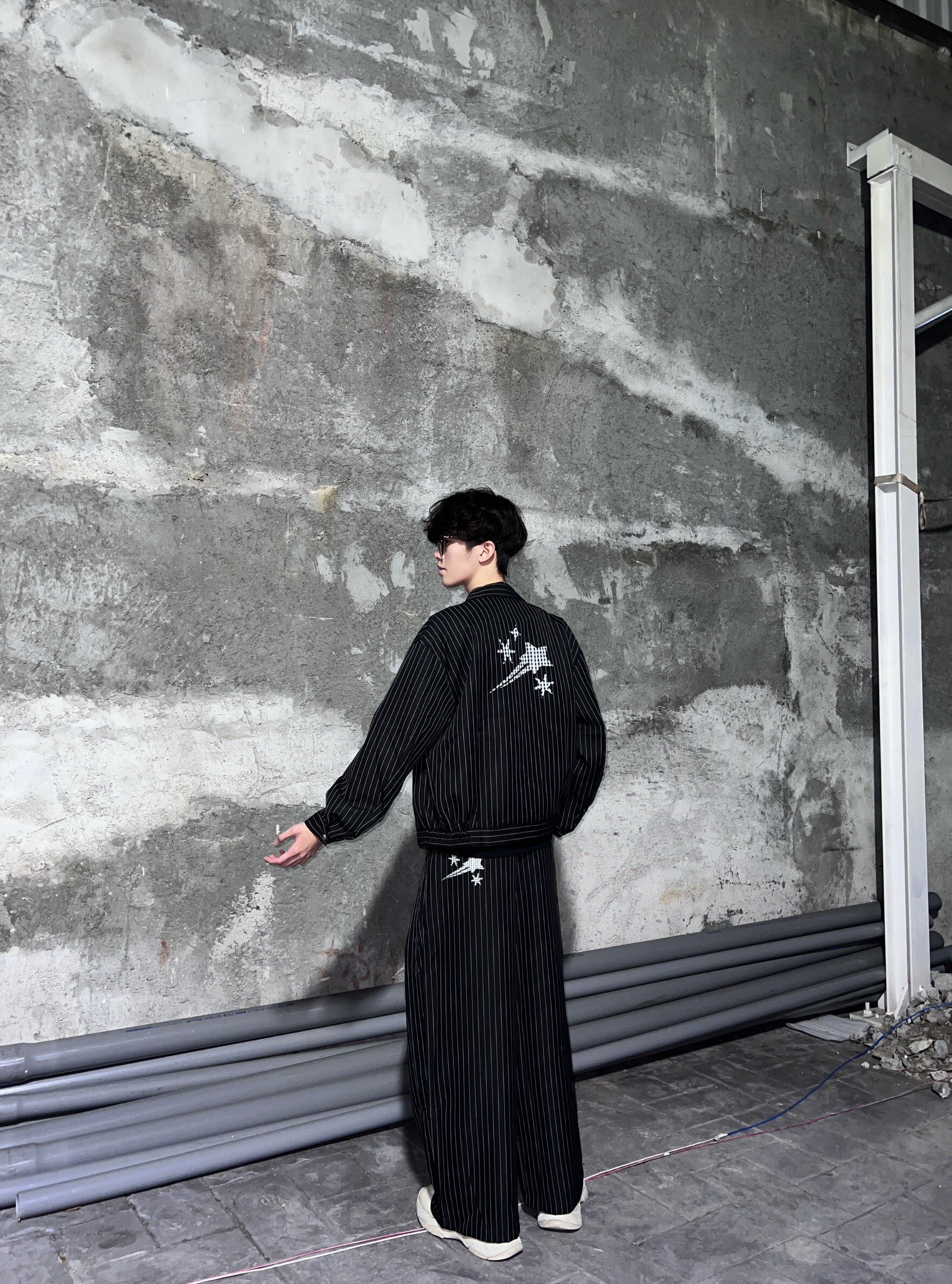 (GOAL) DCM 條紋 流星 消防扣 立領外套