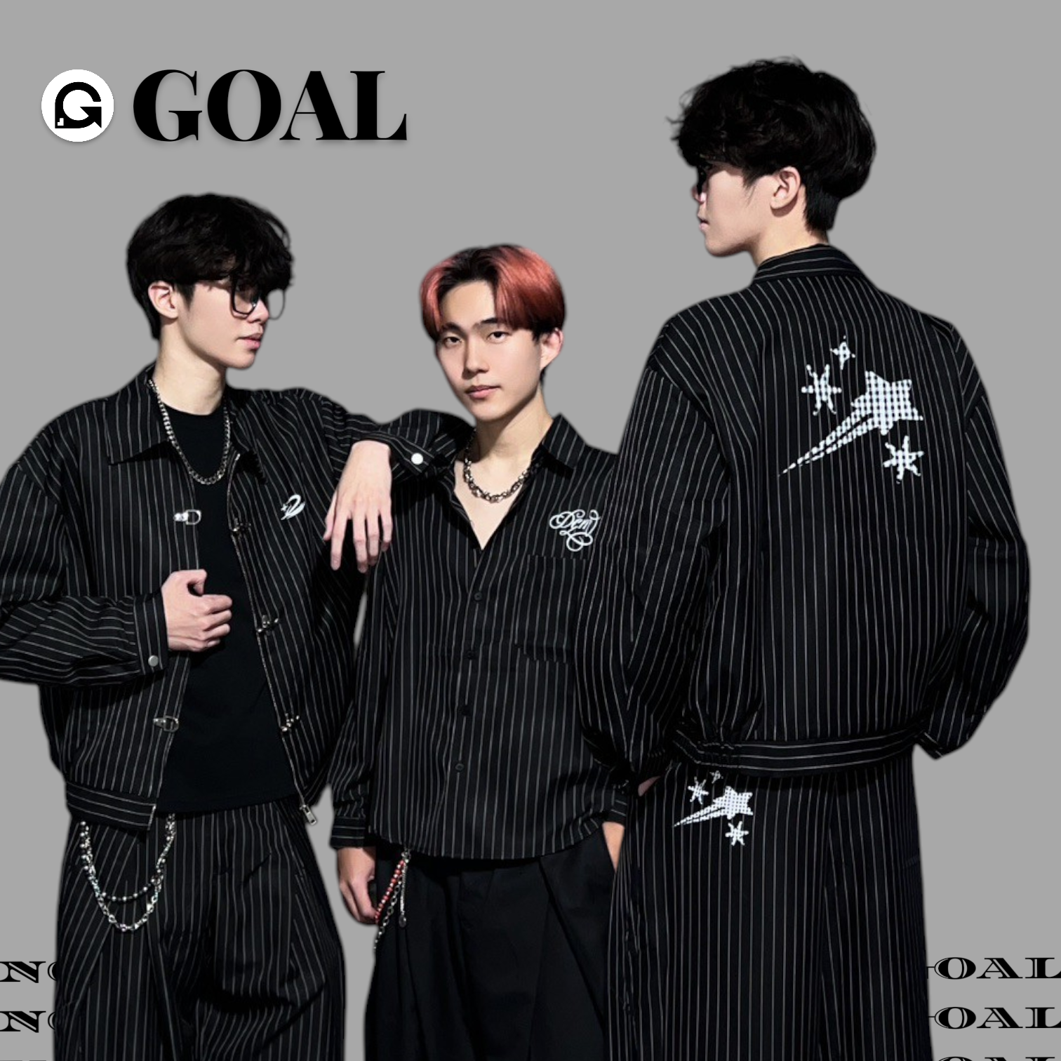 (GOAL) DCM 條紋 流星 消防扣 立領外套