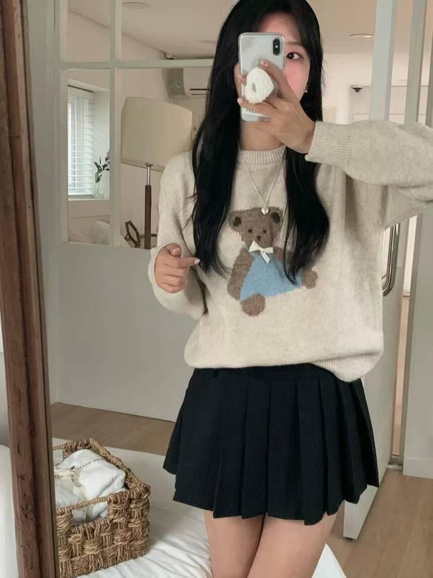 Teddy bear ribbon knit