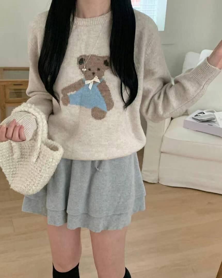 Teddy bear ribbon knit