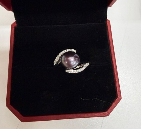 (5332) 茄紫平衡木珍珠戒指