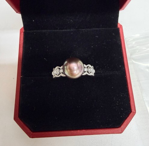 (5331) 灰紫珍珠蕾絲戒指