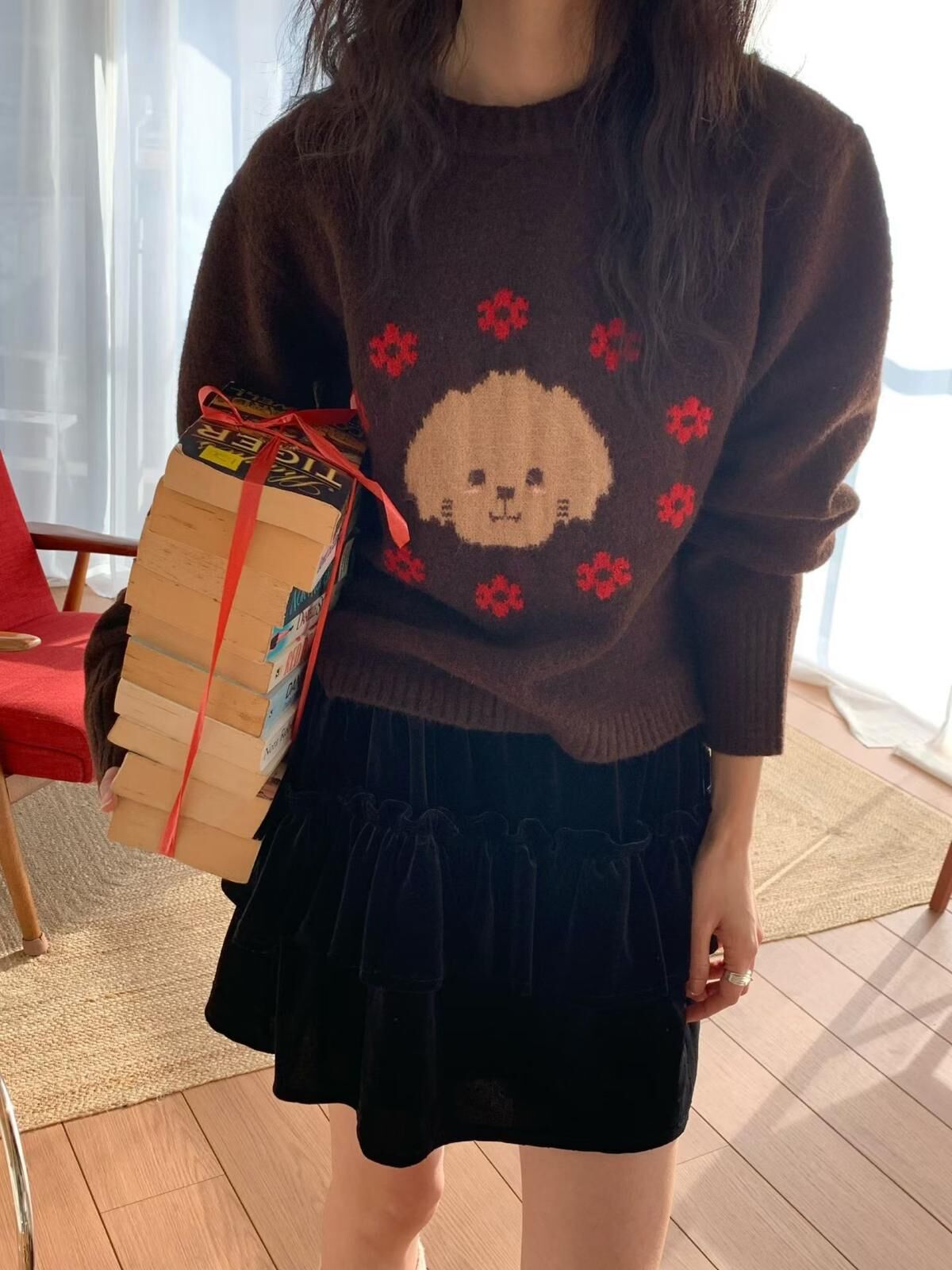 Lovely poodle flowers knit