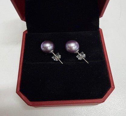 (5314)  油畫紫珍珠耳釘