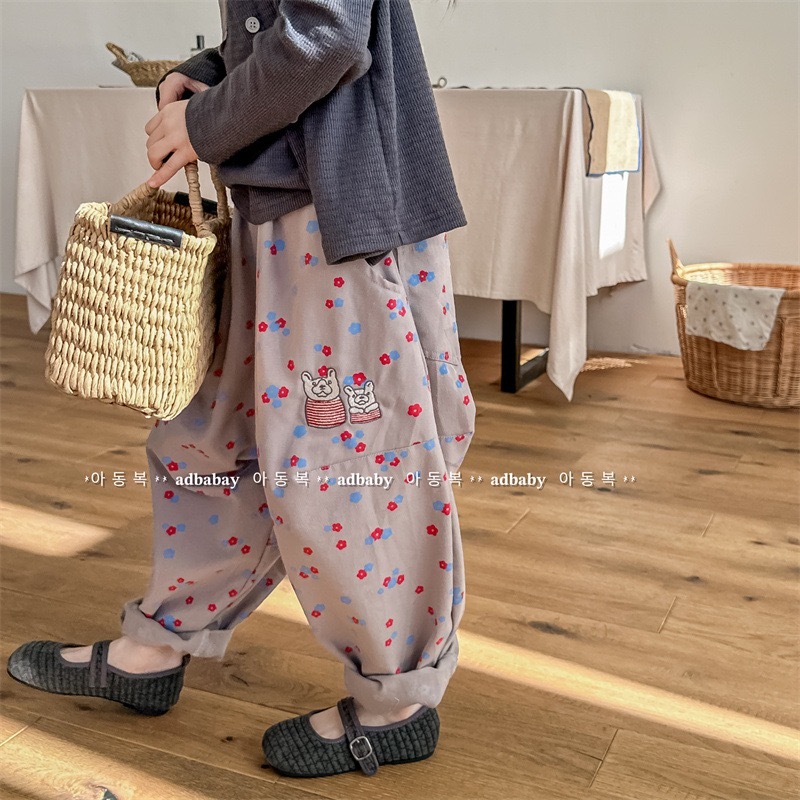 刺繡狗狗哈倫褲