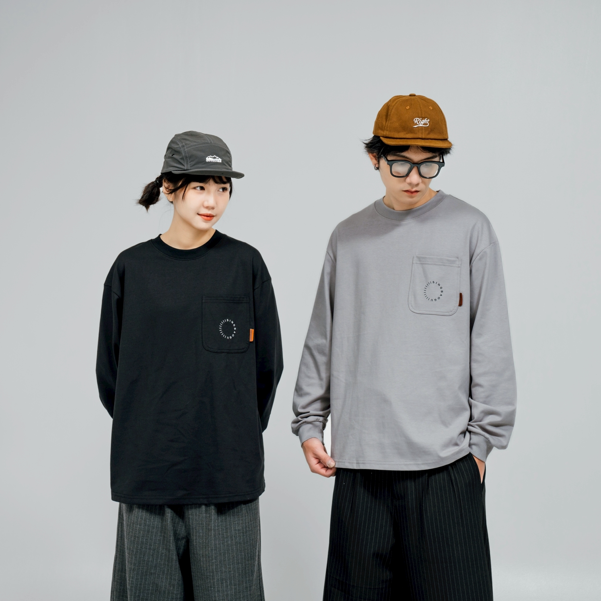 #預購 SBG 圓弧印花口袋吸濕排汗長T 三色 SB0338