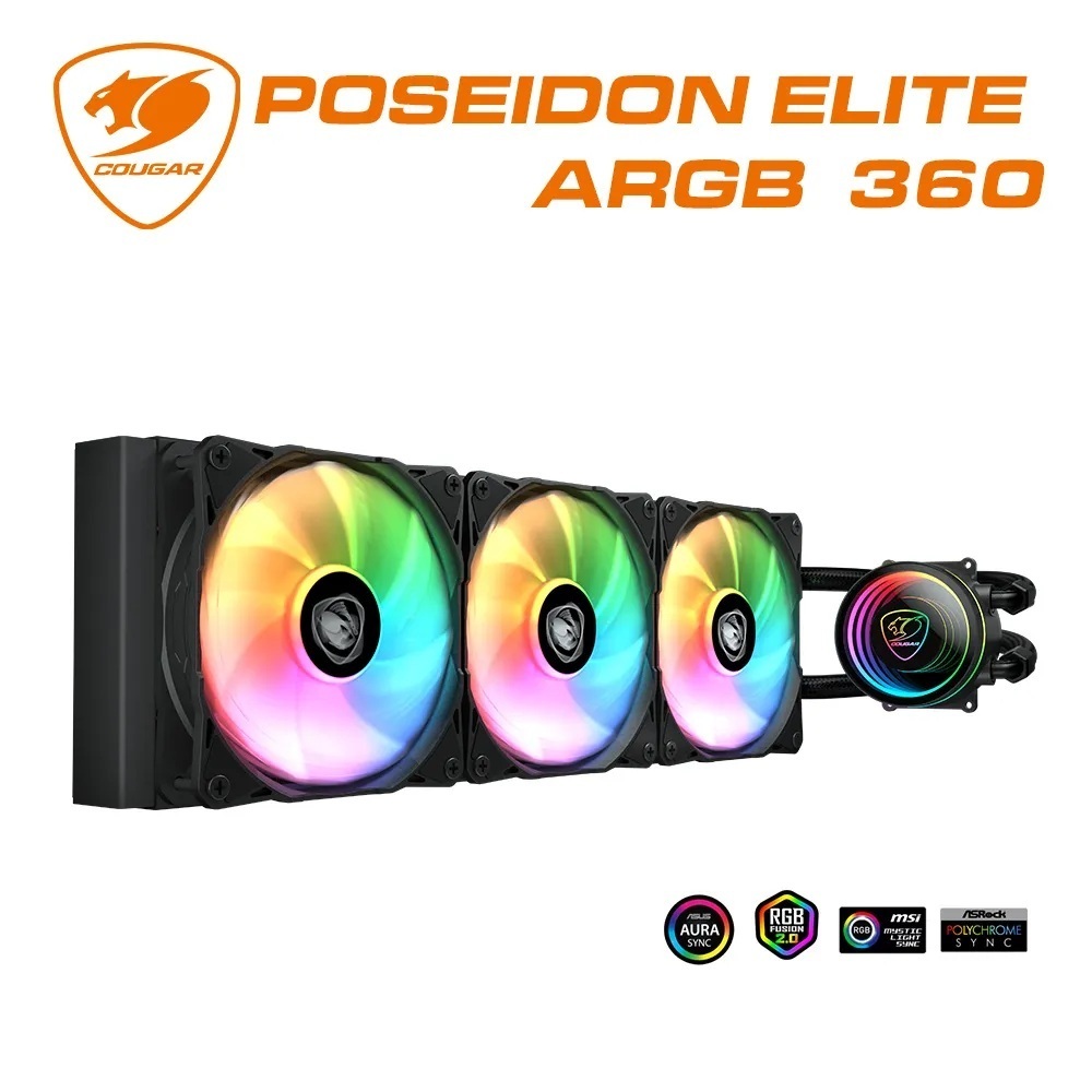 美洲獅 COUGAR POSEIDON ELITE ARGB 360 高效能一體式水冷散熱器 (黑/白)
