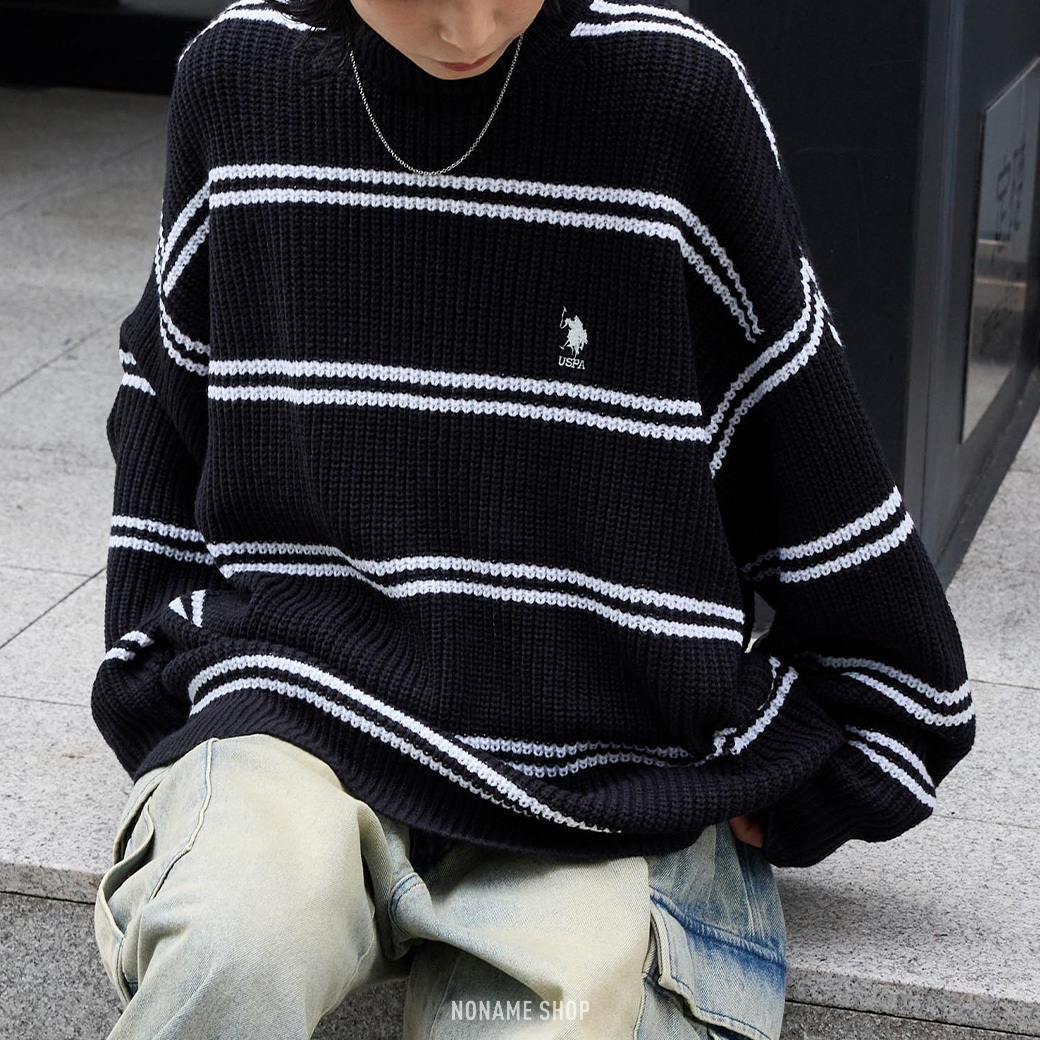 U.S. POLO ASSN 針織 落肩 大學T 七色 (男/女款)