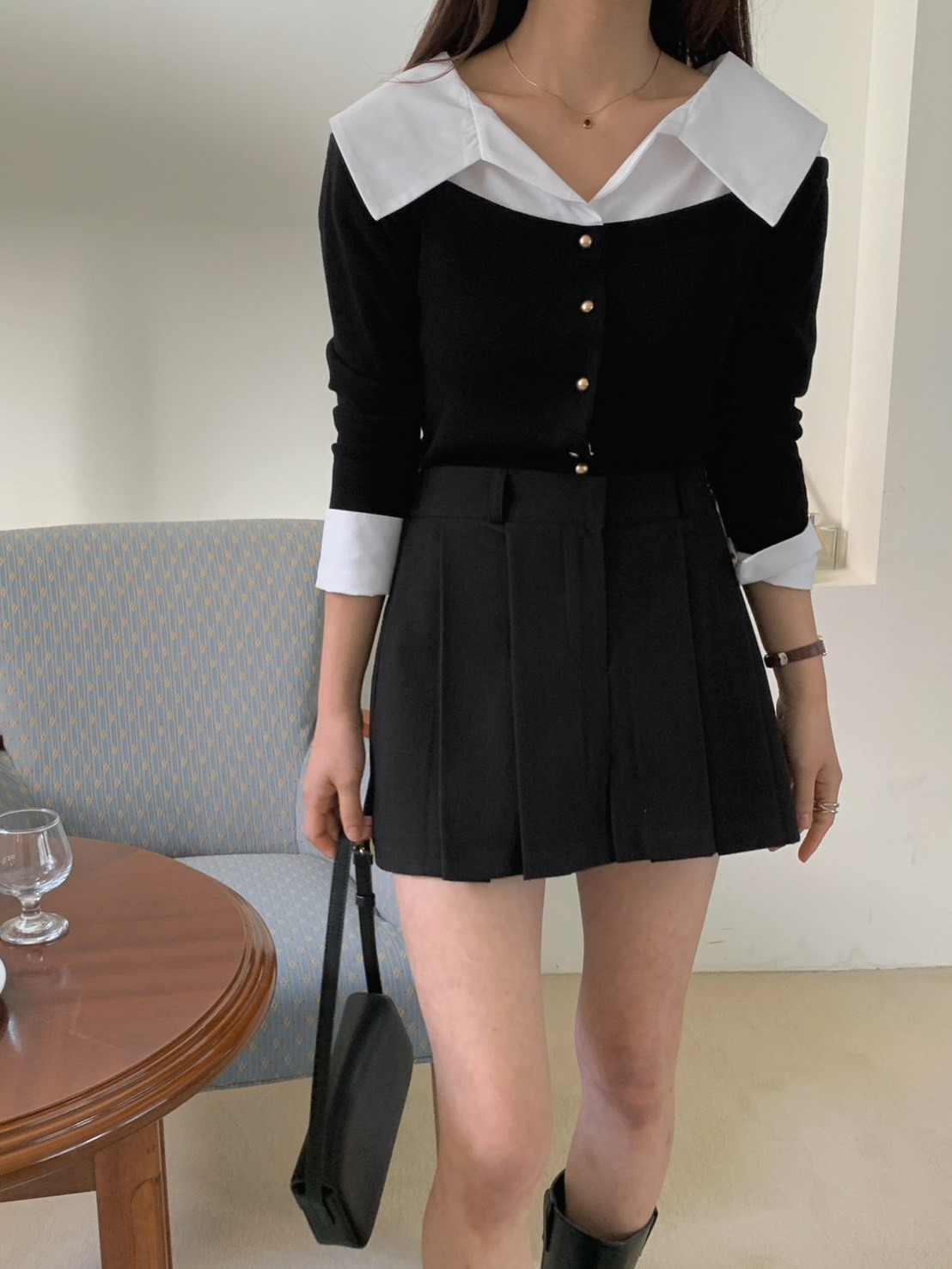 寬折後鬆緊內安全褲短裙